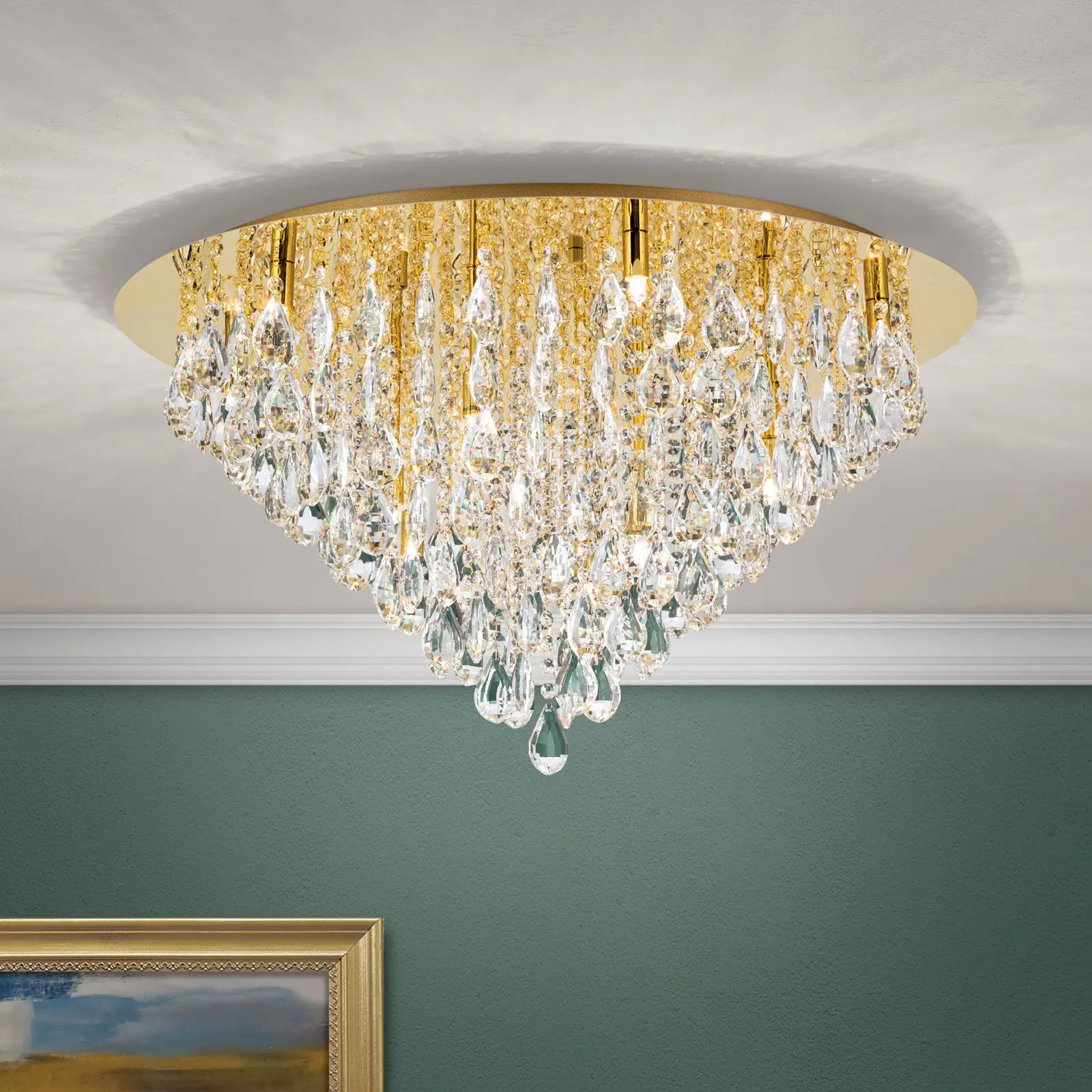 Kristalna plafonska lampa CELESTE, zlato, 75 cm - 1