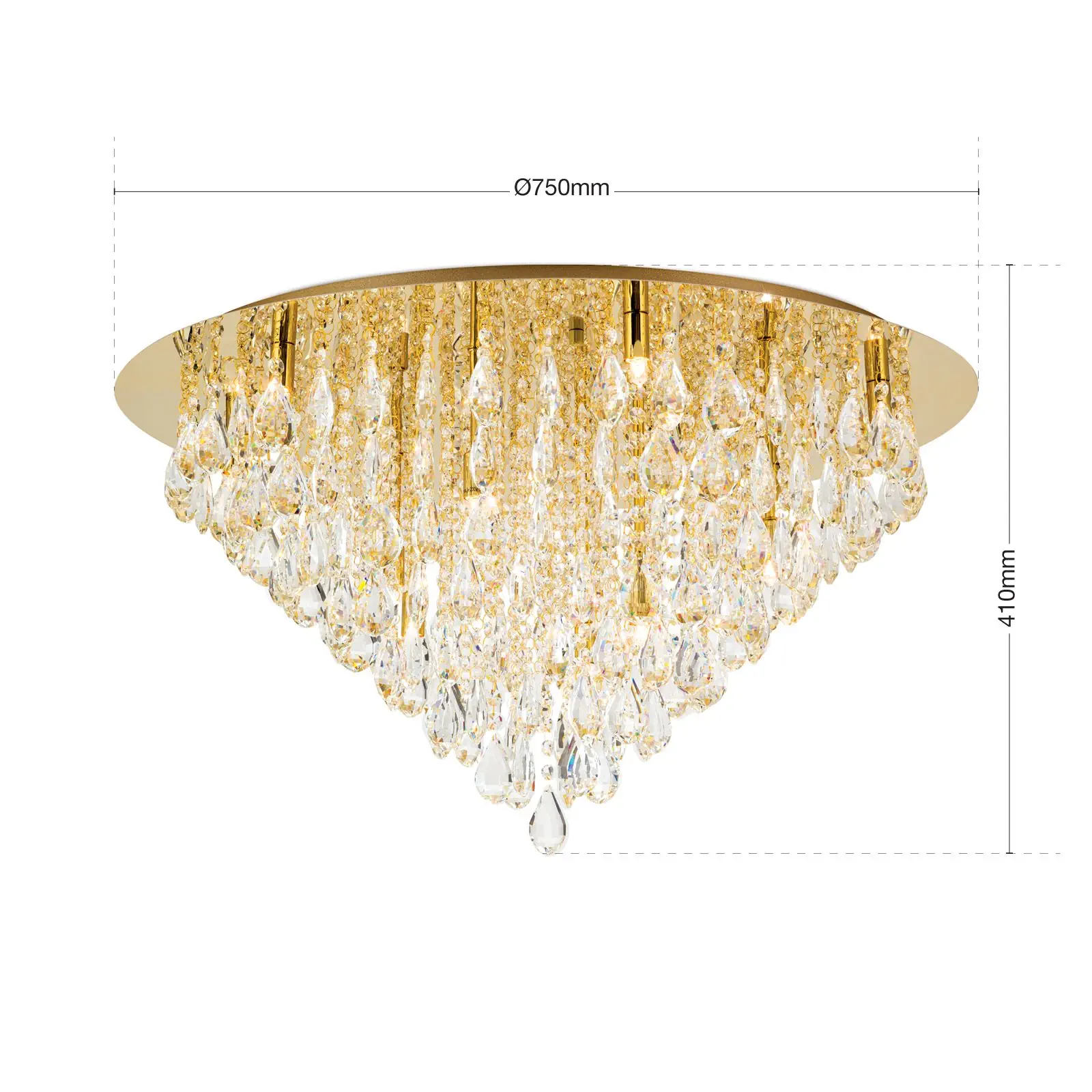 Kristalna plafonska lampa CELESTE, zlato, 75 cm - 7