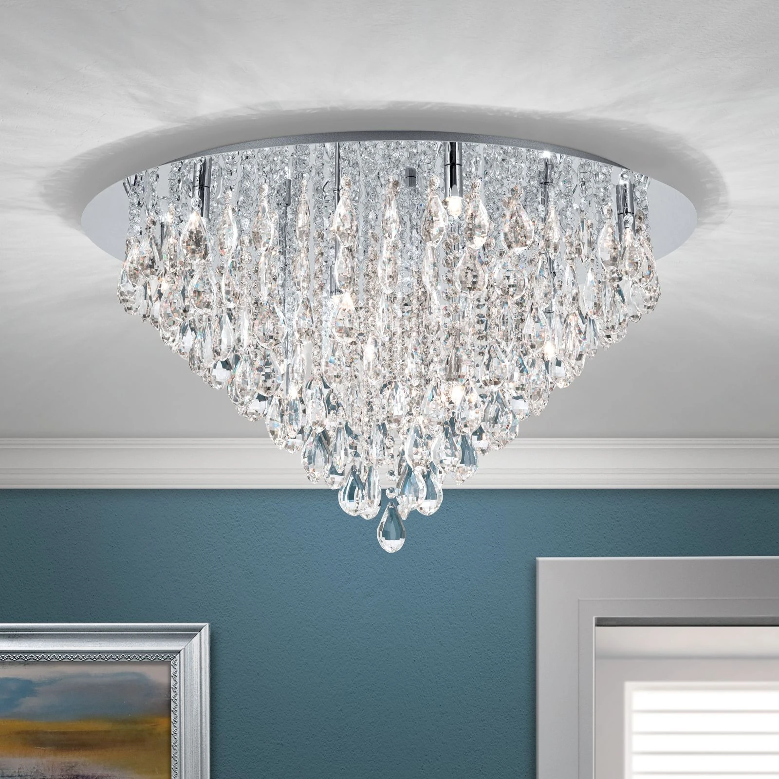 Kristalna plafonska lampa CELESTE, hrom, 75 cm - 1