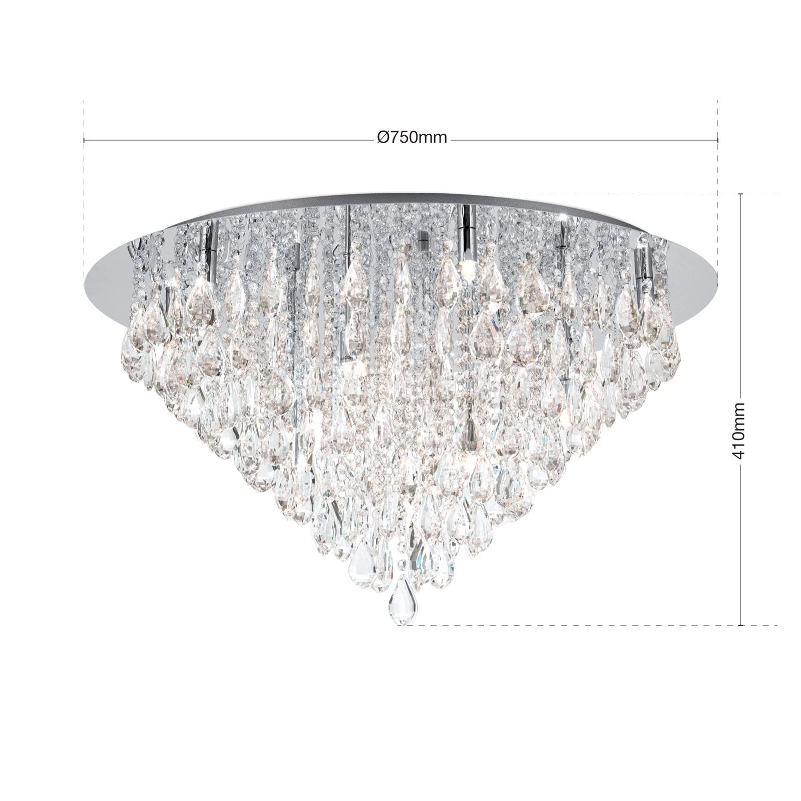 Kristalna plafonska lampa CELESTE, hrom, 75 cm - 7