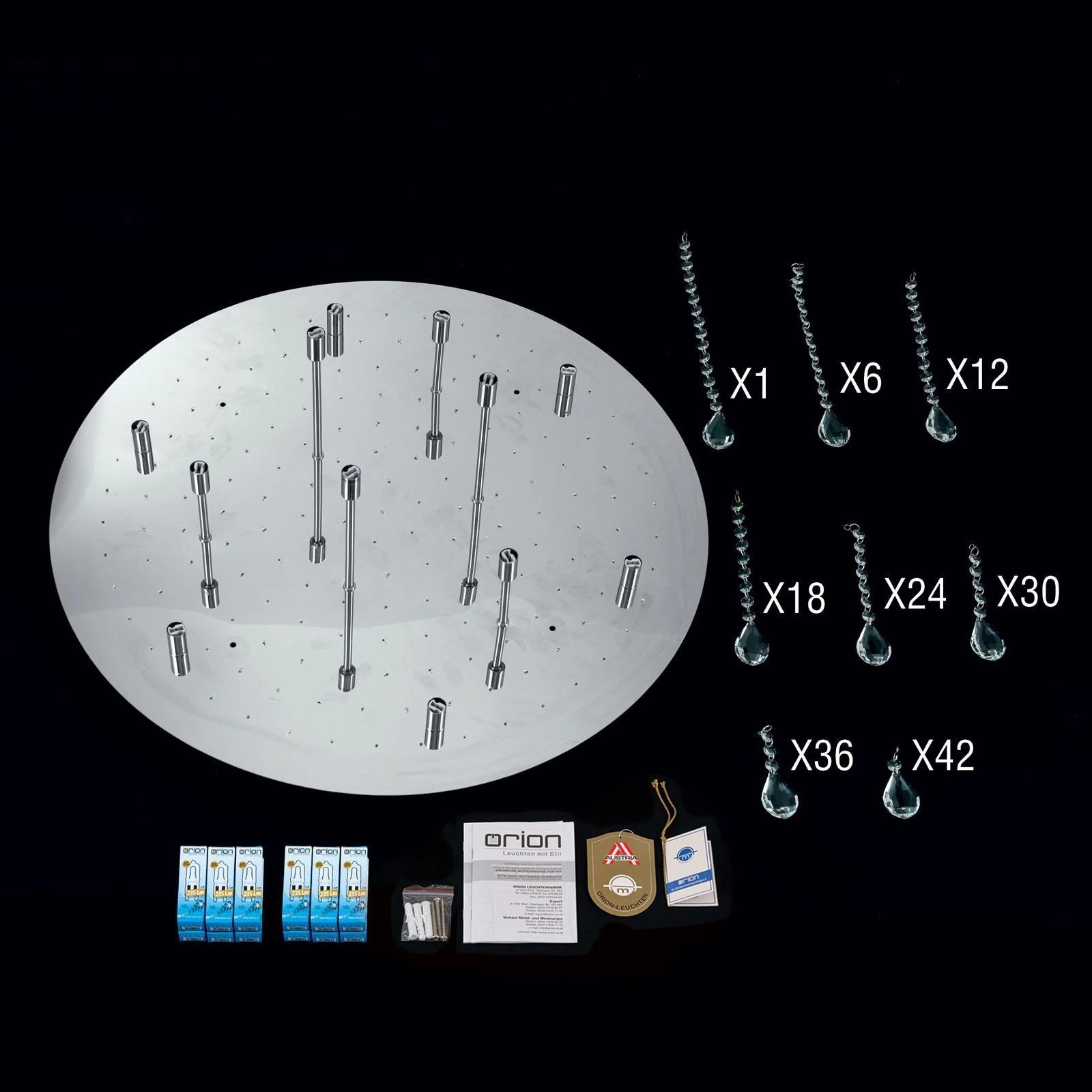 Kristalna plafonska lampa CELESTE, hrom, 75 cm - 8