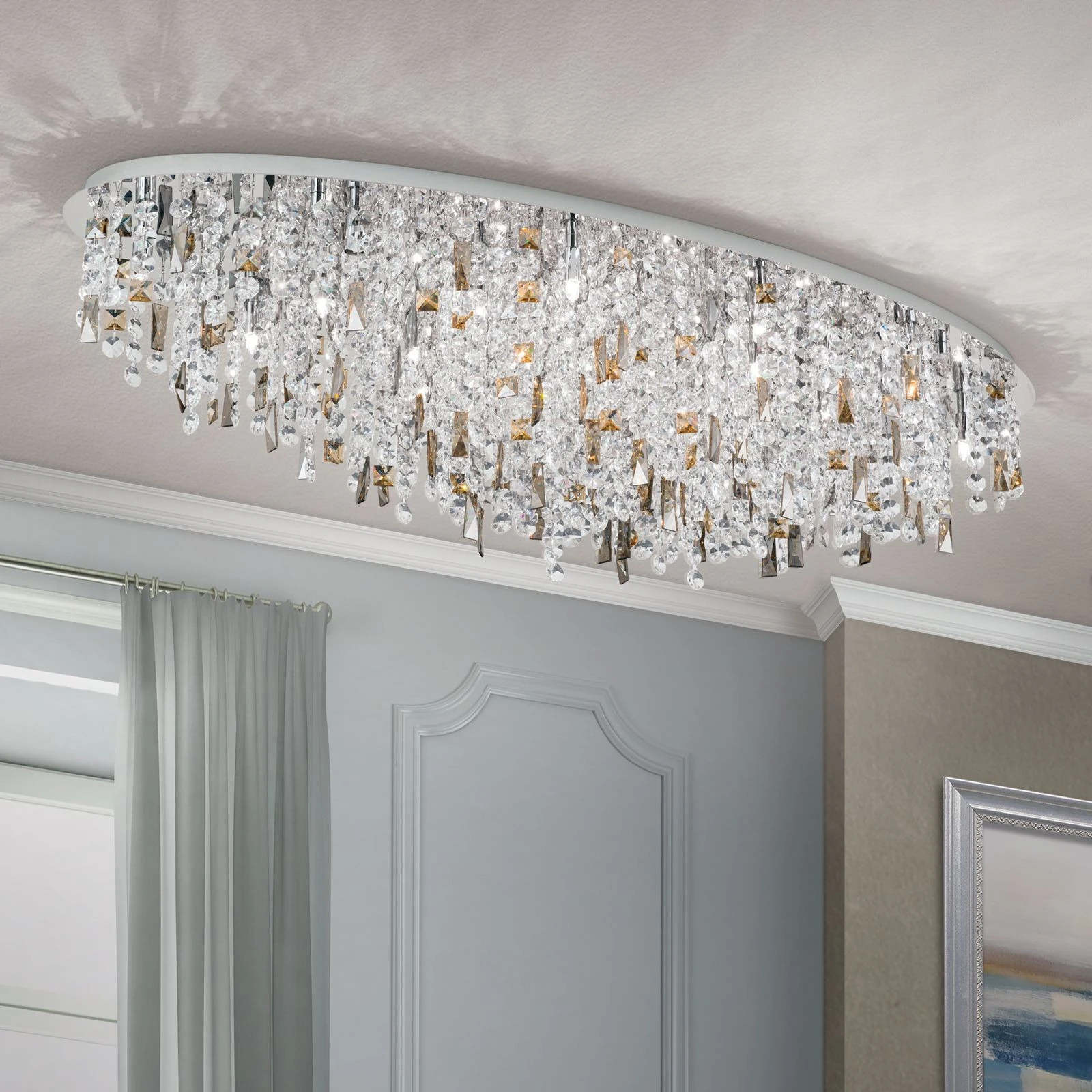 Kristalna plafonska lampa CRYSTALRIVER, 21 izvor svetla, hrom - 2