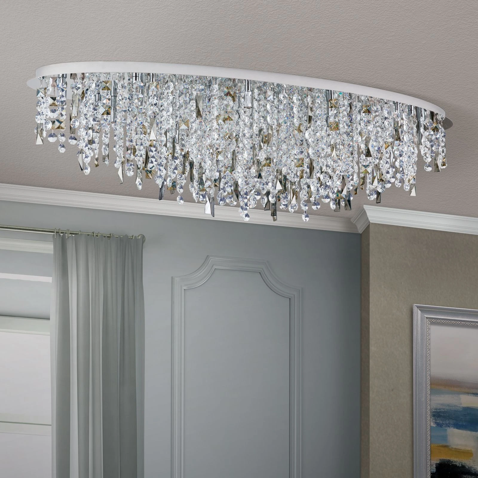 Kristalna plafonska lampa CRYSTALRIVER, 21 izvor svetla, hrom - 3