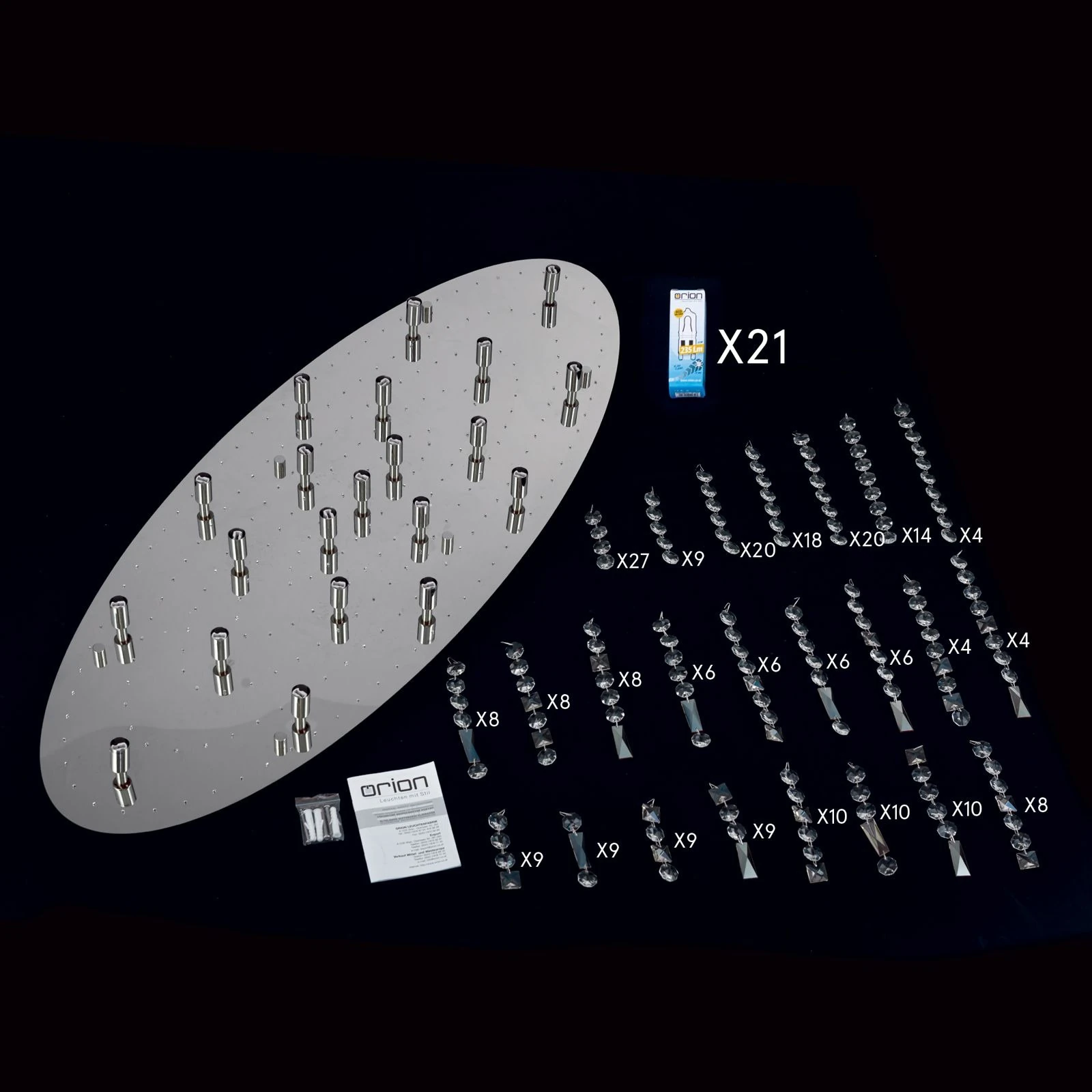 Kristalna plafonska lampa CRYSTALRIVER, 21 izvor svetla, hrom - 8