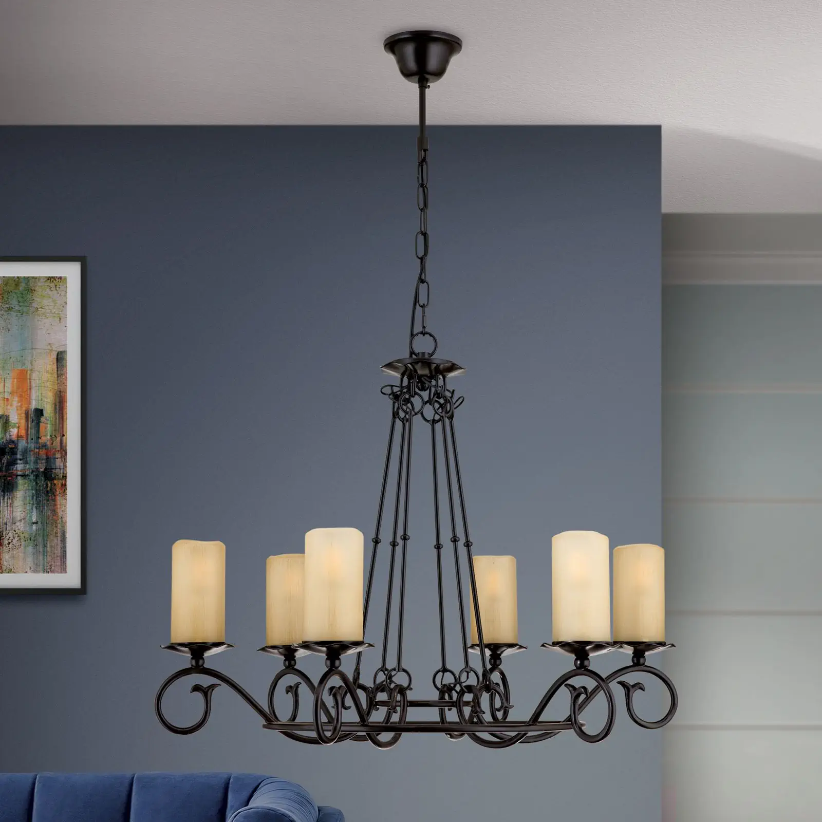 Luster RUSTICKA, 6 izvora svetla, antik - 3