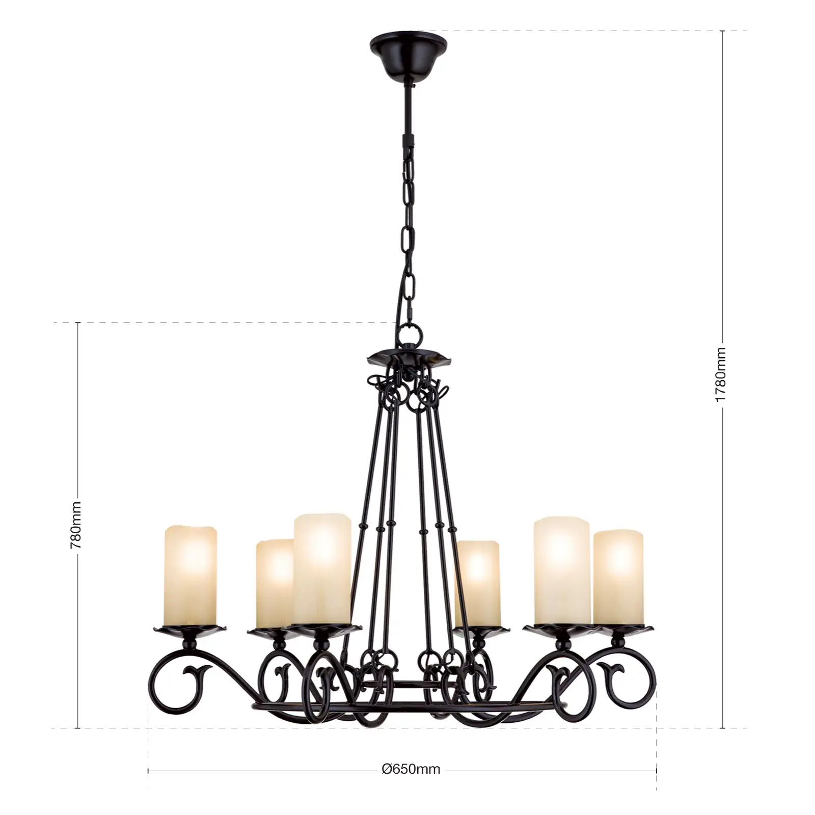 Luster RUSTICKA, 6 izvora svetla, antik - 7