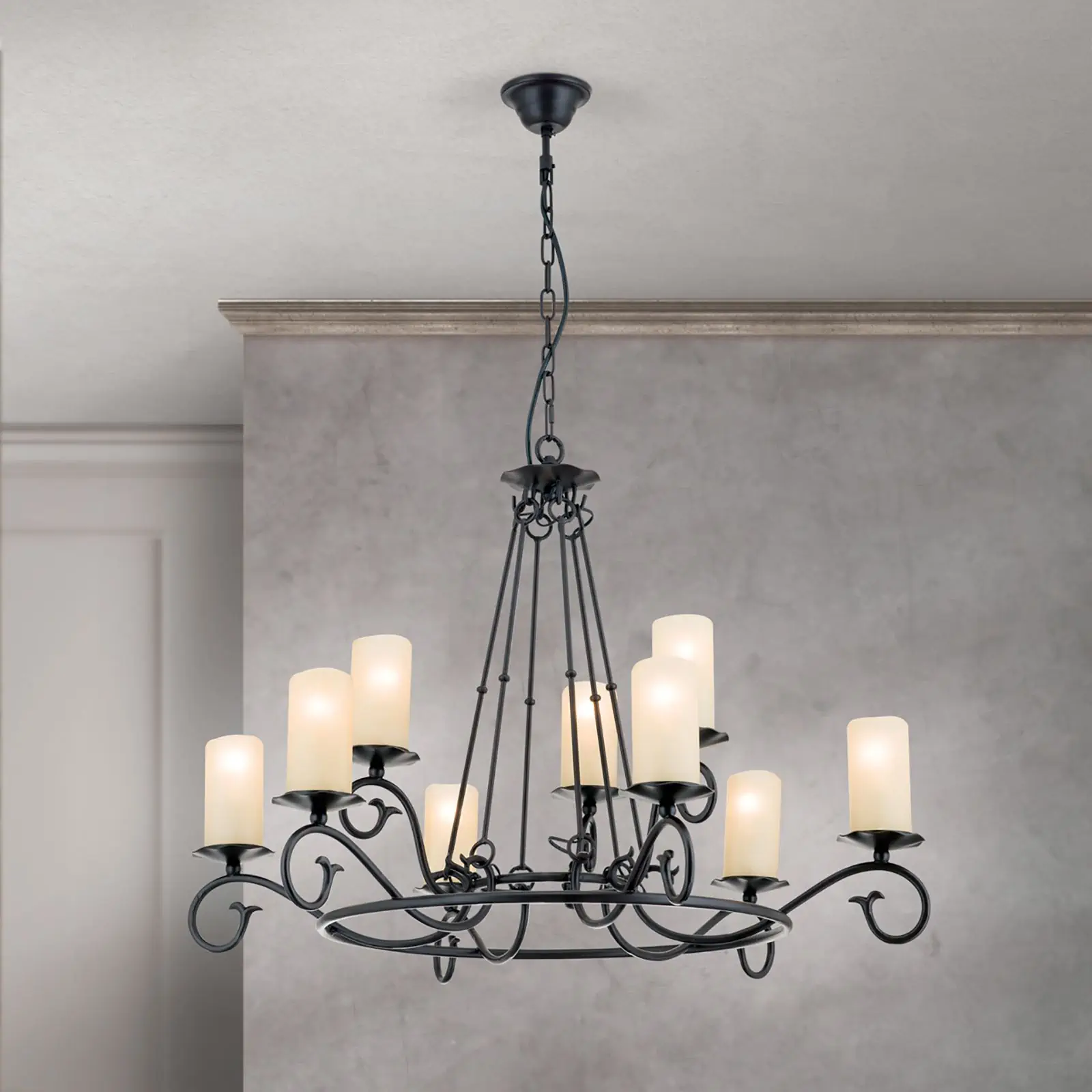 Luster RUSTICKA, 9 izvora svetla, antik - 2