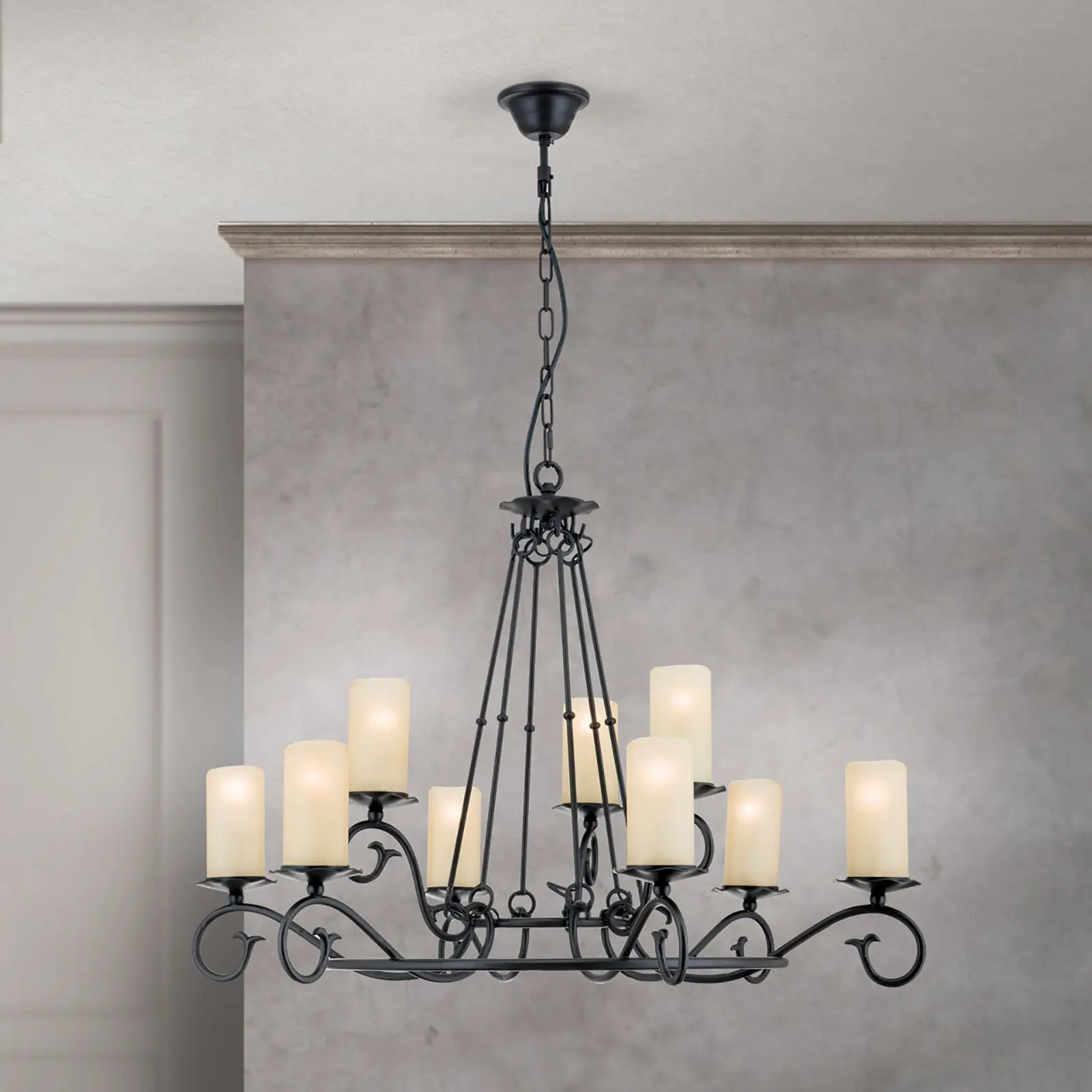 Luster RUSTICKA, 9 izvora svetla, antik - 3