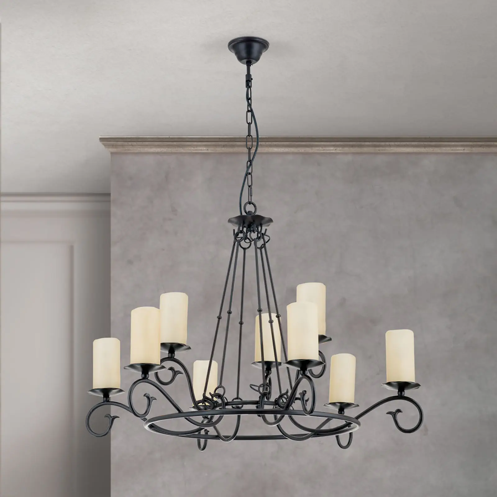 Luster RUSTICKA, 9 izvora svetla, antik - 4