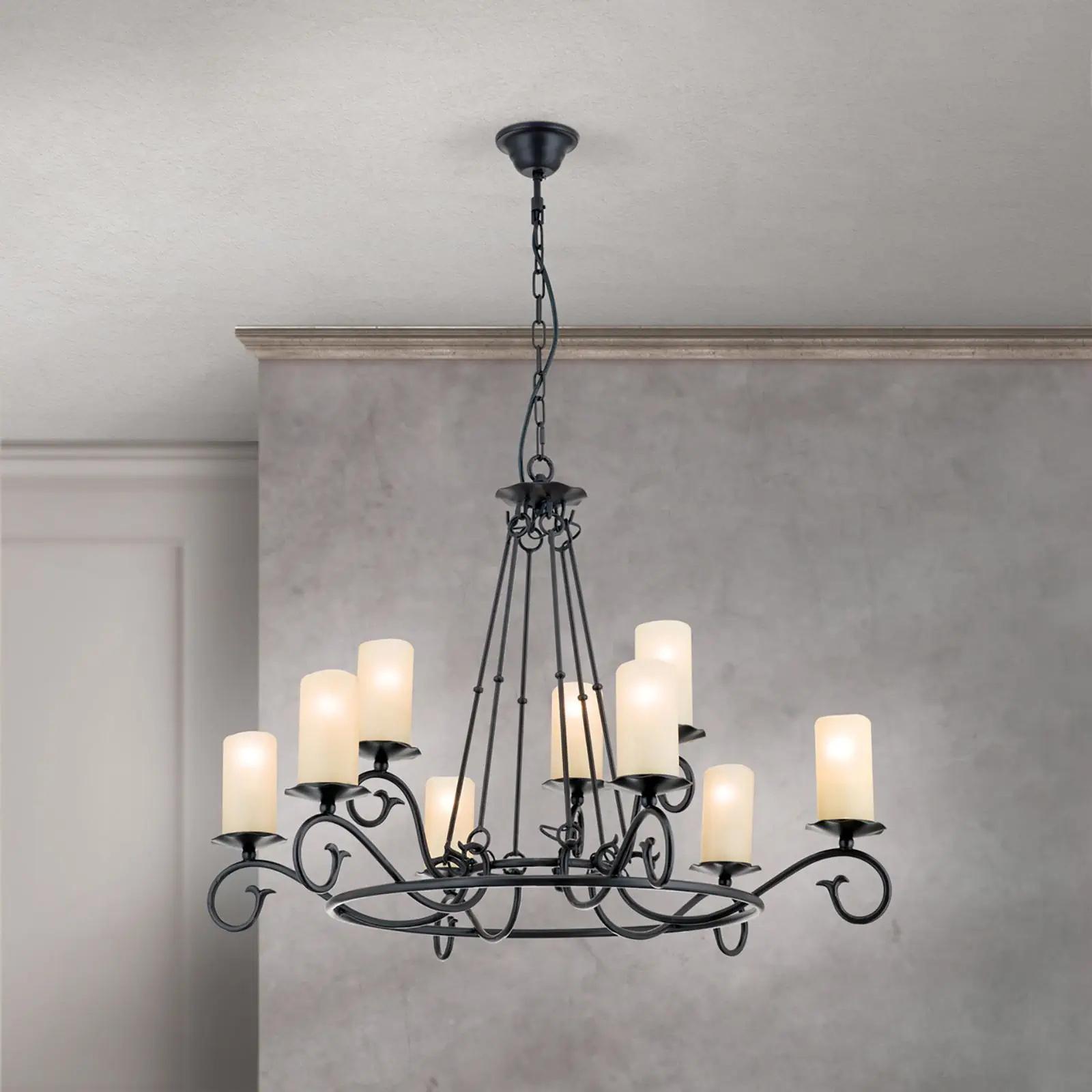 Luster RUSTICKA, 9 izvora svetla, antik - 8