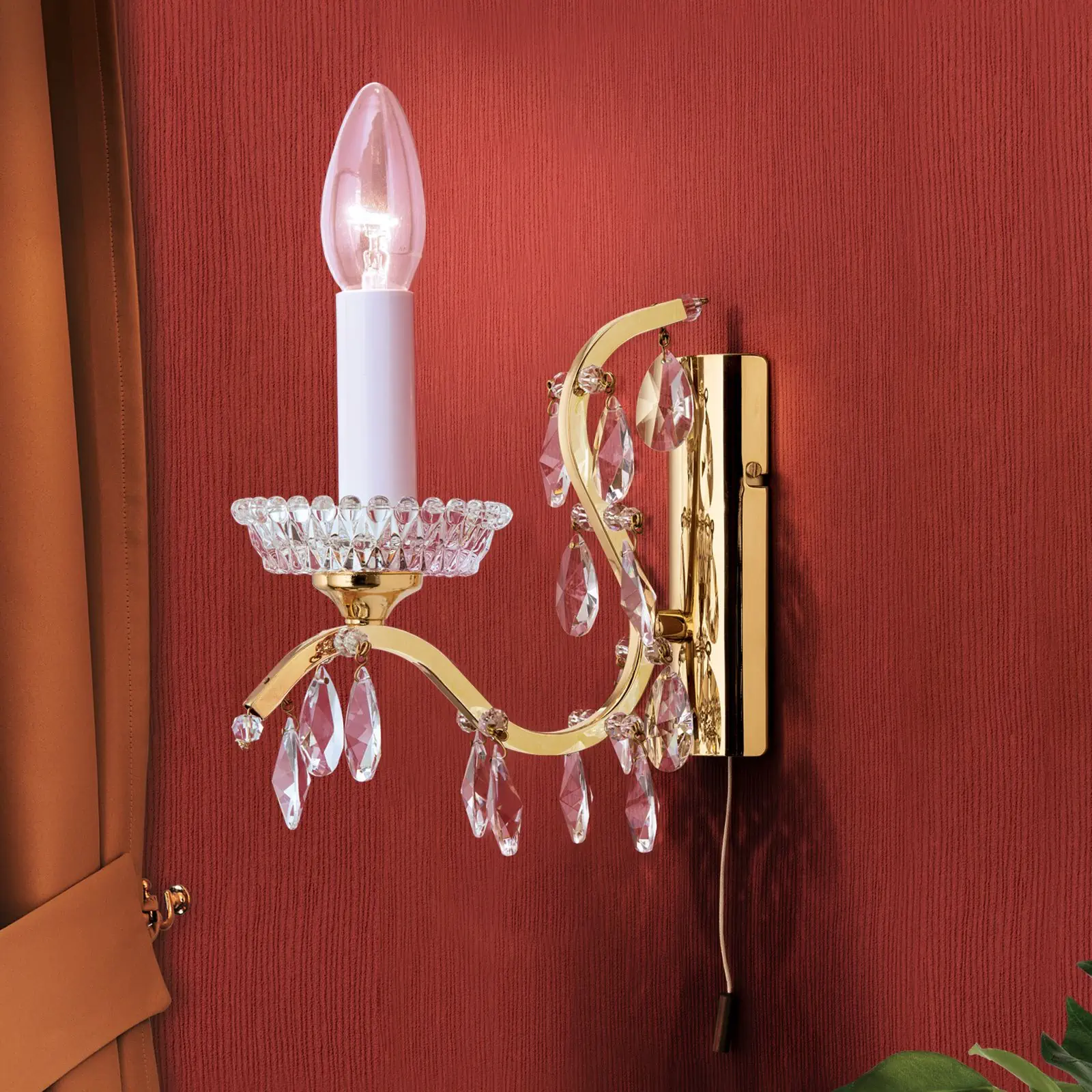 Zidna lampa HIROHITO, sa jednim izvorom svetla, pozlaćena - 1