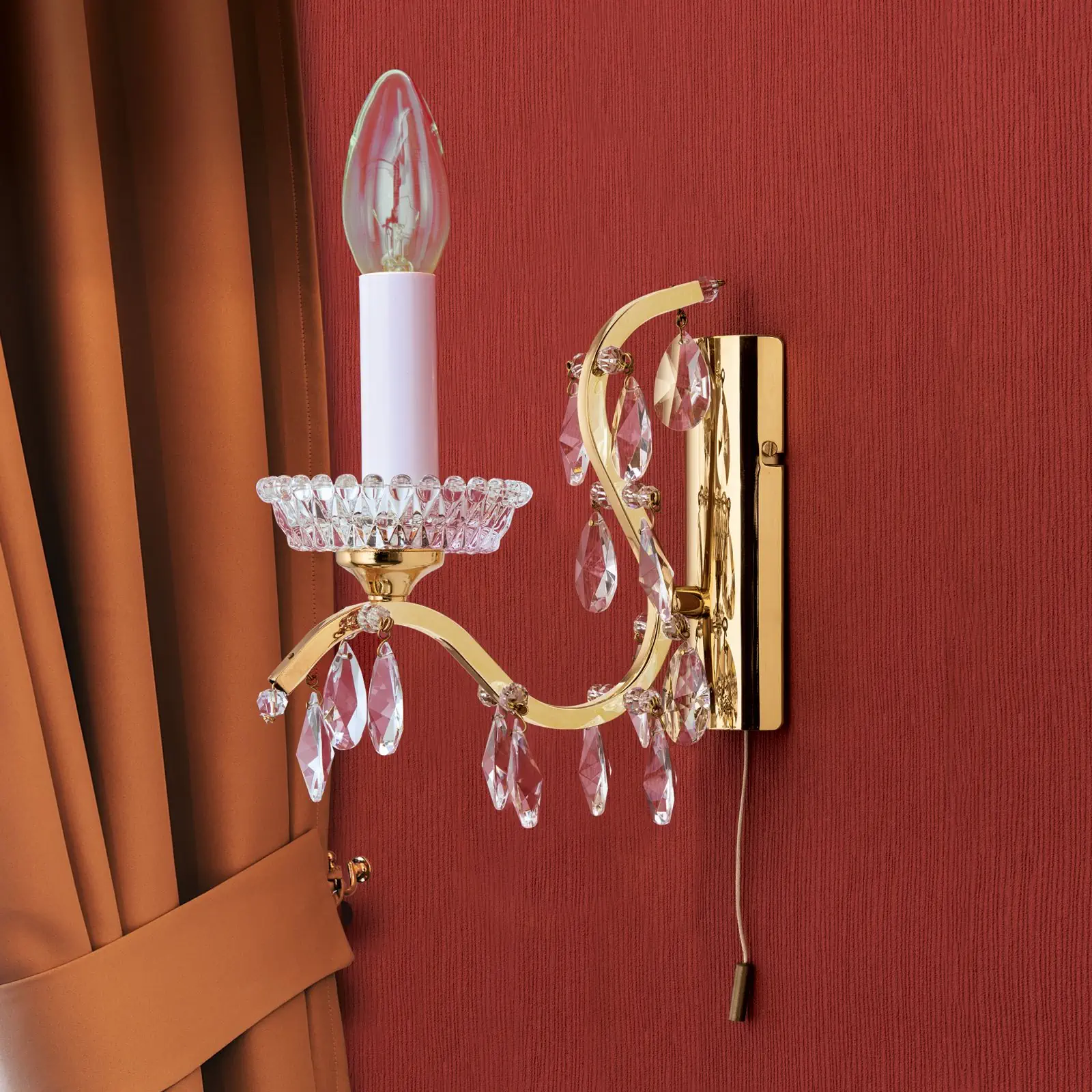 Zidna lampa HIROHITO, sa jednim izvorom svetla, pozlaćena - 3