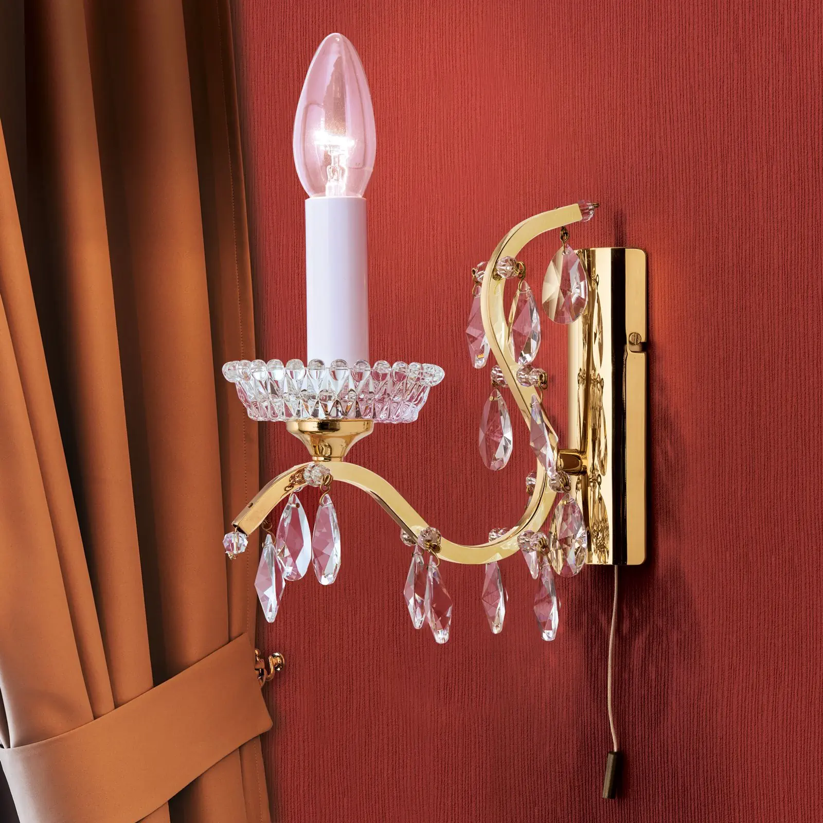 Zidna lampa HIROHITO, sa jednim izvorom svetla, pozlaćena - 7