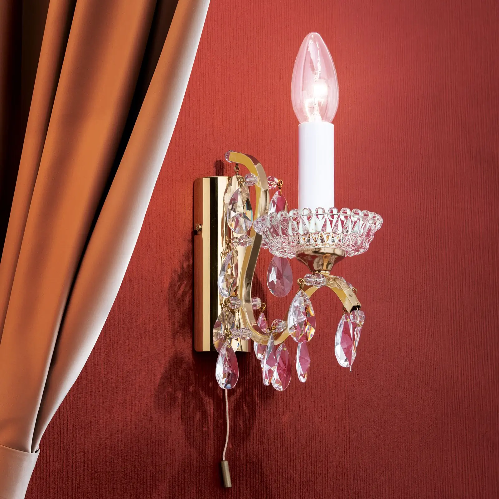 Zidna lampa HIROHITO, sa jednim izvorom svetla, pozlaćena - 8