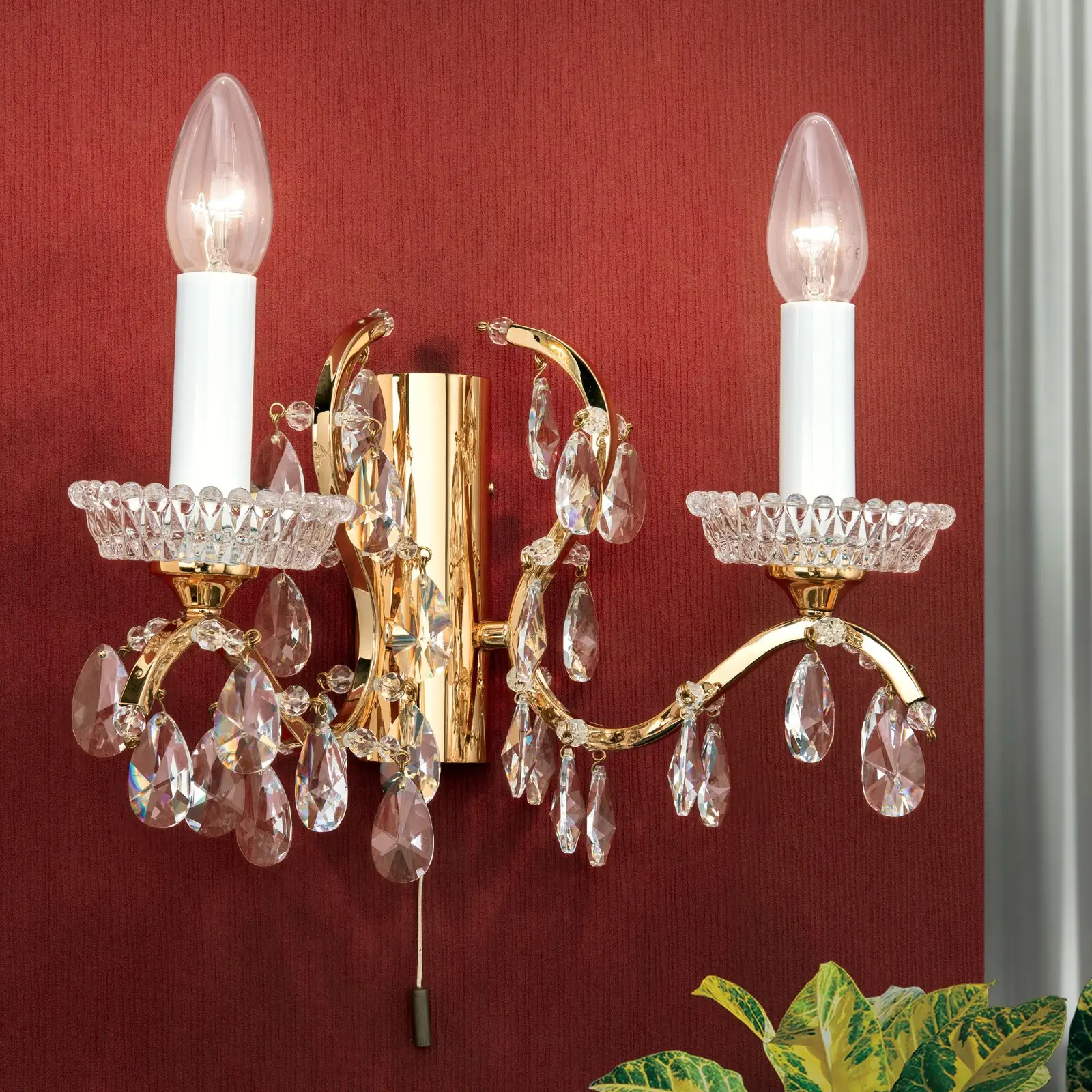 Zidna lampa HIROHITO, sa dva izvora svetla, pozlaćena