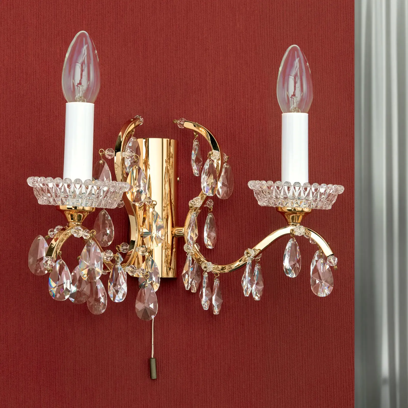 Zidna lampa HIROHITO, sa dva izvora svetla, pozlaćena - 3