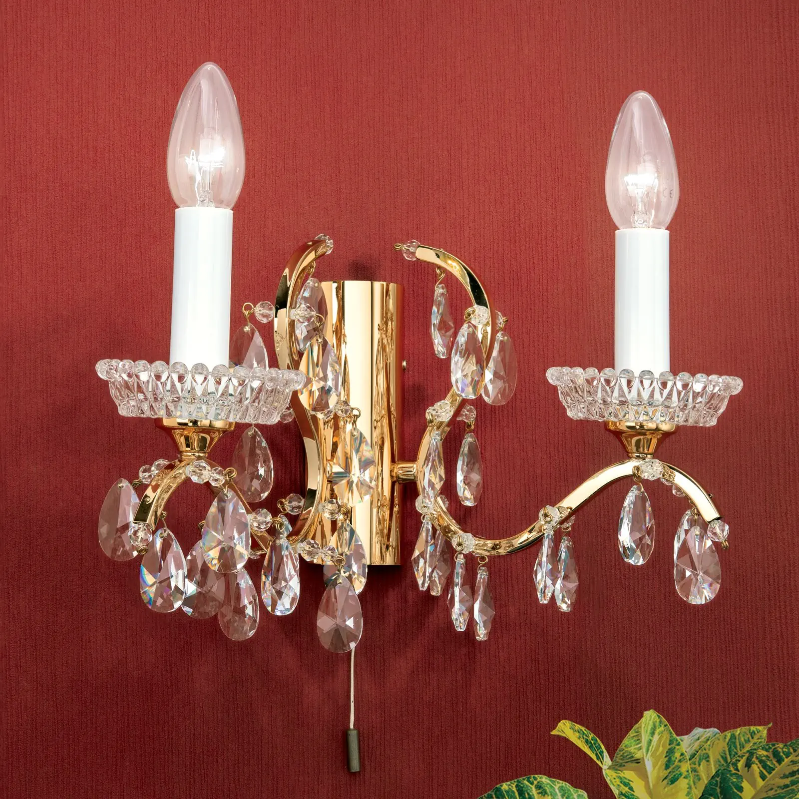 Zidna lampa HIROHITO, sa dva izvora svetla, pozlaćena - 7