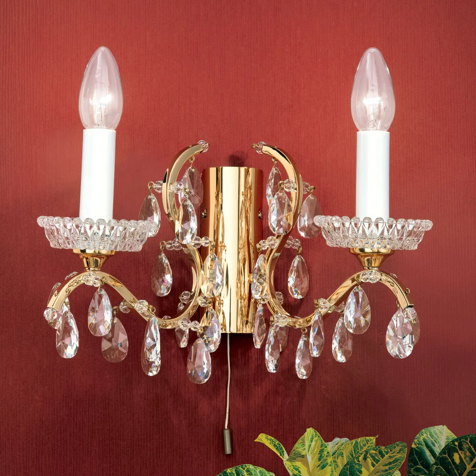 Zidna lampa HIROHITO, sa dva izvora svetla, pozlaćena - 8