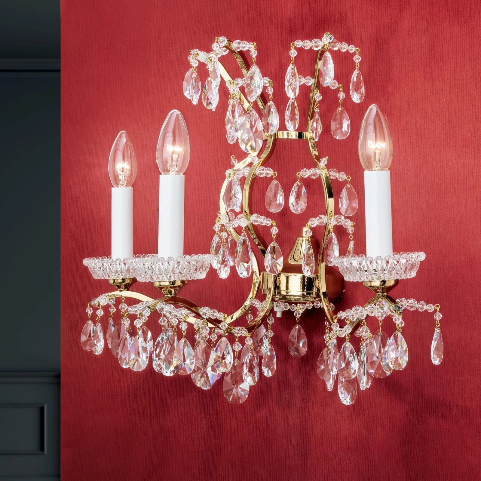 Zidna lampa HIROHITO, sa tri izvora svetla, pozlaćena - 10