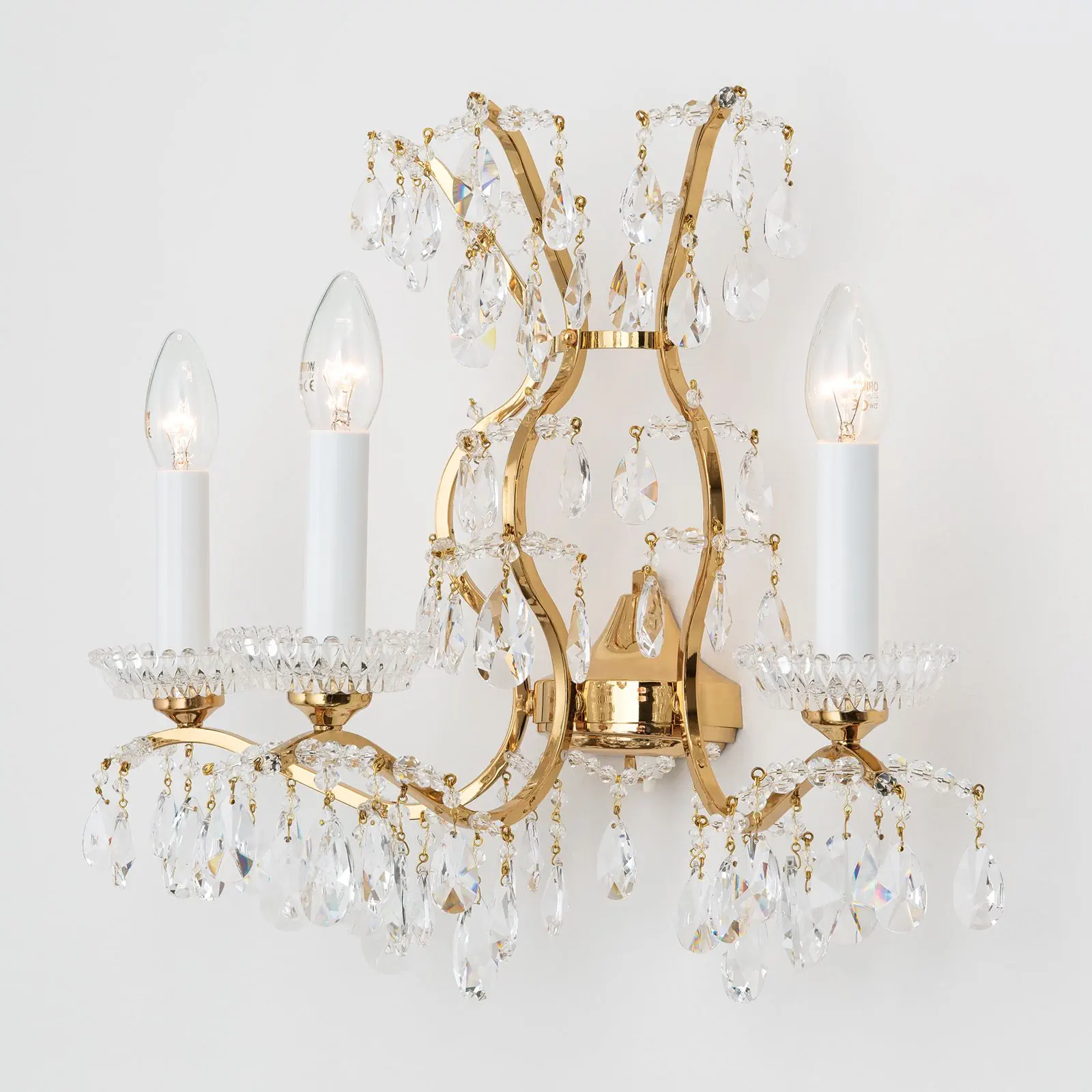 Zidna lampa HIROHITO, sa tri izvora svetla, pozlaćena - 4