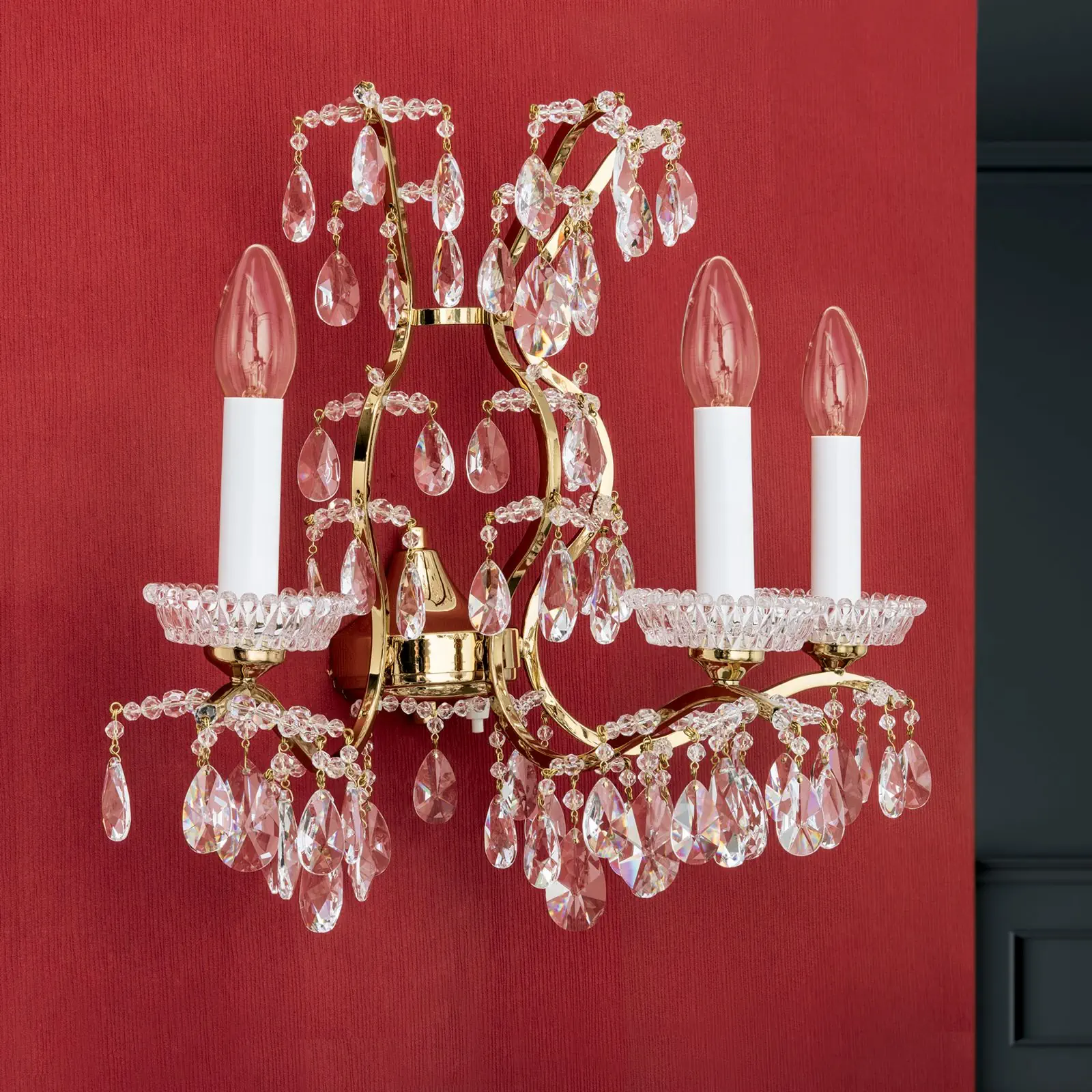 Zidna lampa HIROHITO, sa tri izvora svetla, pozlaćena - 7