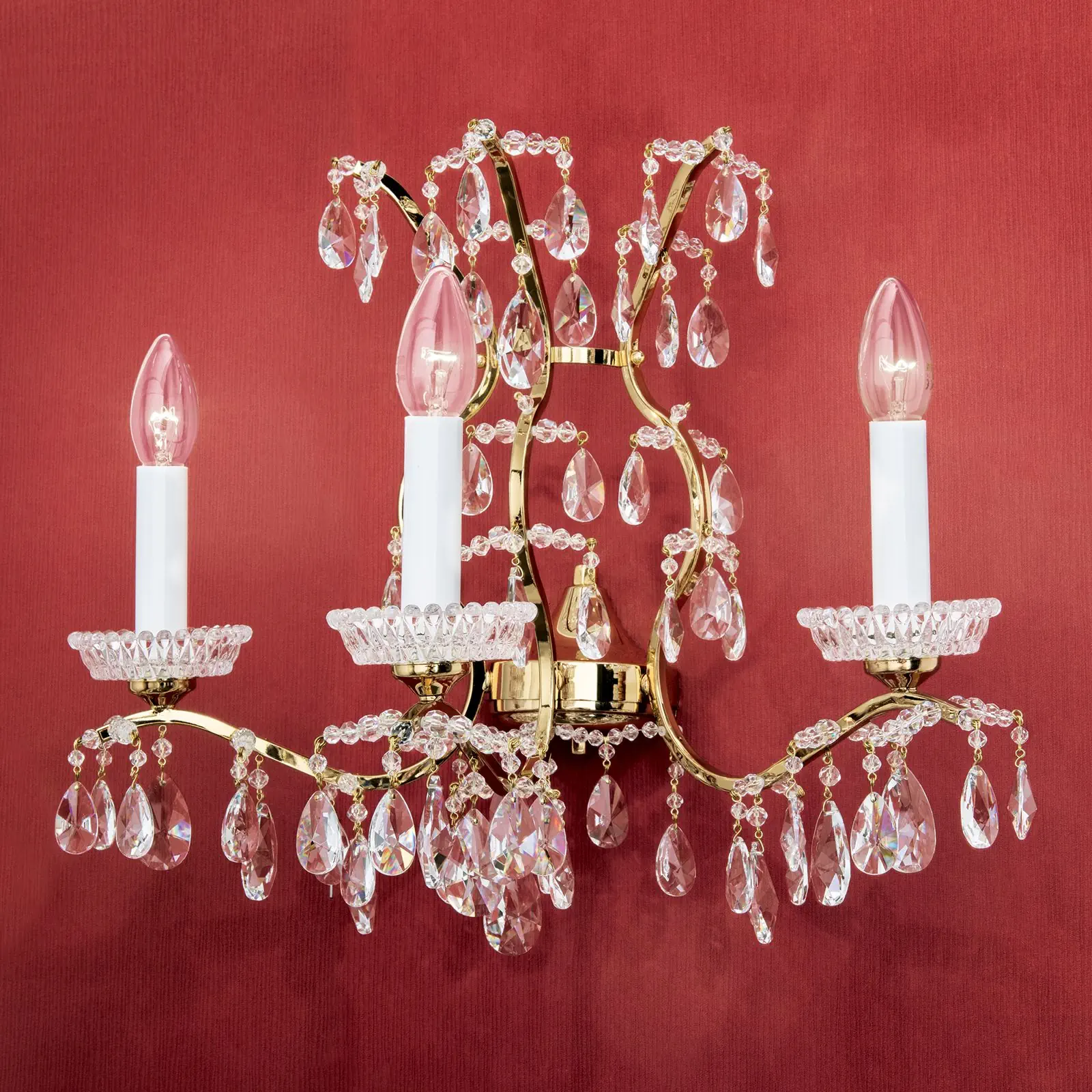 Zidna lampa HIROHITO, sa tri izvora svetla, pozlaćena - 8