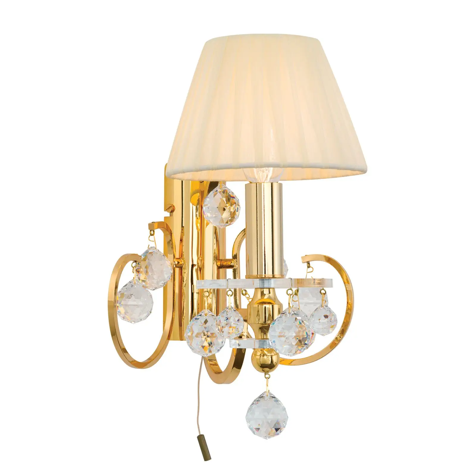 Zidna lampa KRISTALLDESIGN, sa jednim izvorom svetla, pozlaćena sa abažurom šampanj boje - 4