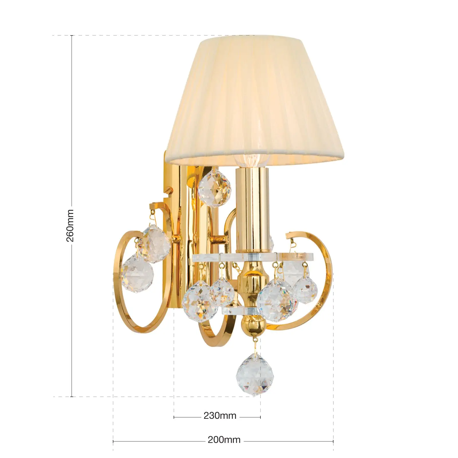 Zidna lampa KRISTALLDESIGN, sa jednim izvorom svetla, pozlaćena sa abažurom šampanj boje - 7