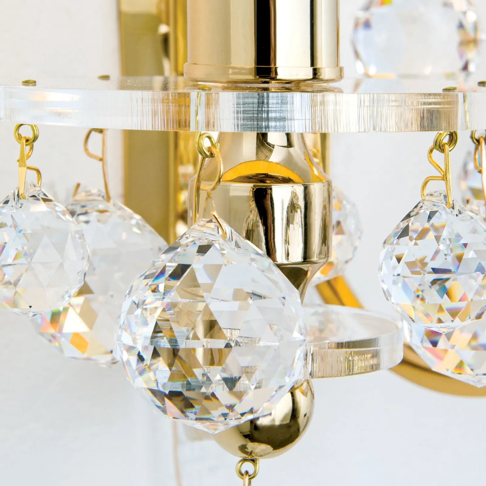 Zidna lampa KRISTALLDESIGN, sa dva izvora svetla, pozlaćena sa šampanj boje abažurima - 5