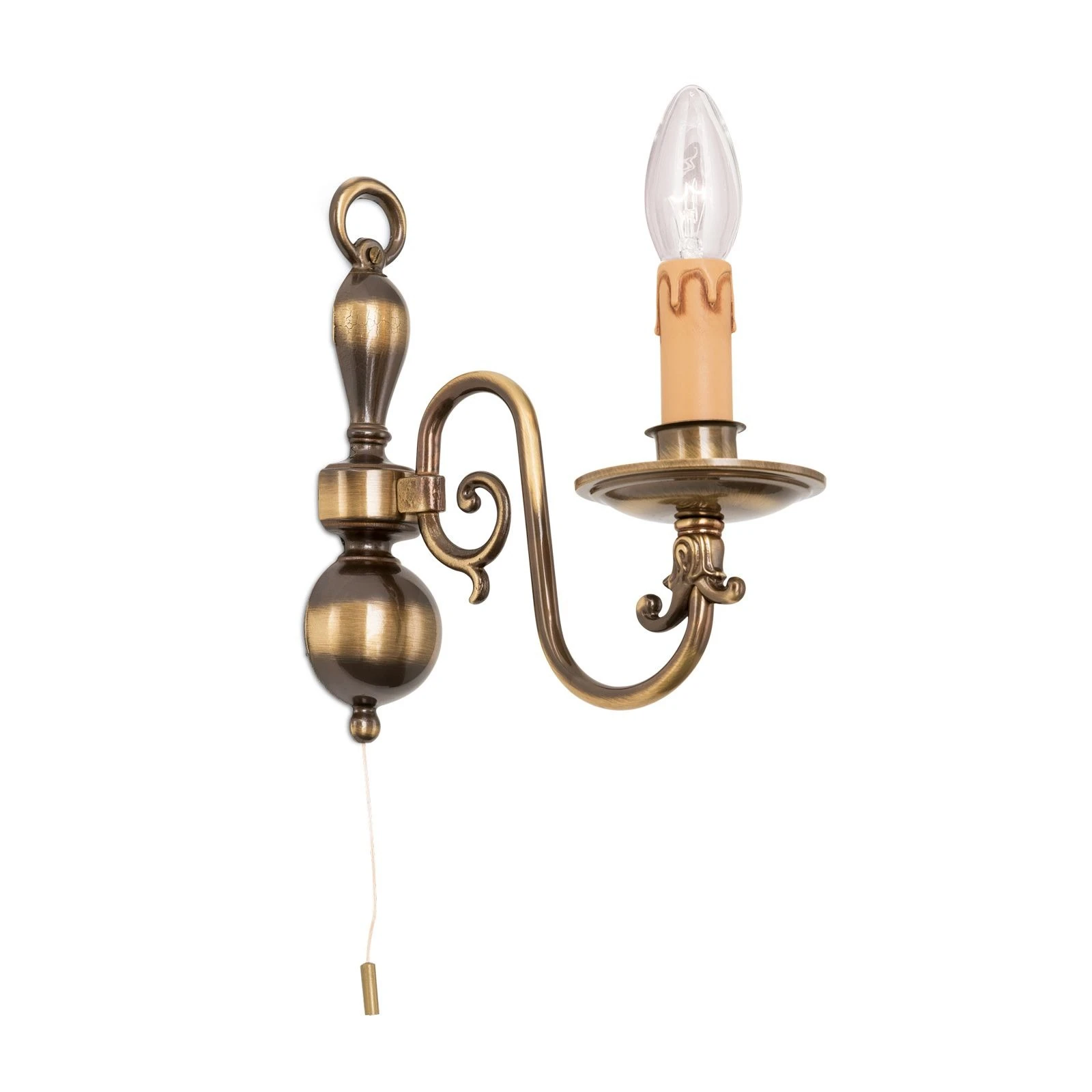 Zidna lampa FLÄMISCH, 1 izvor svetla, antik mesing - 5