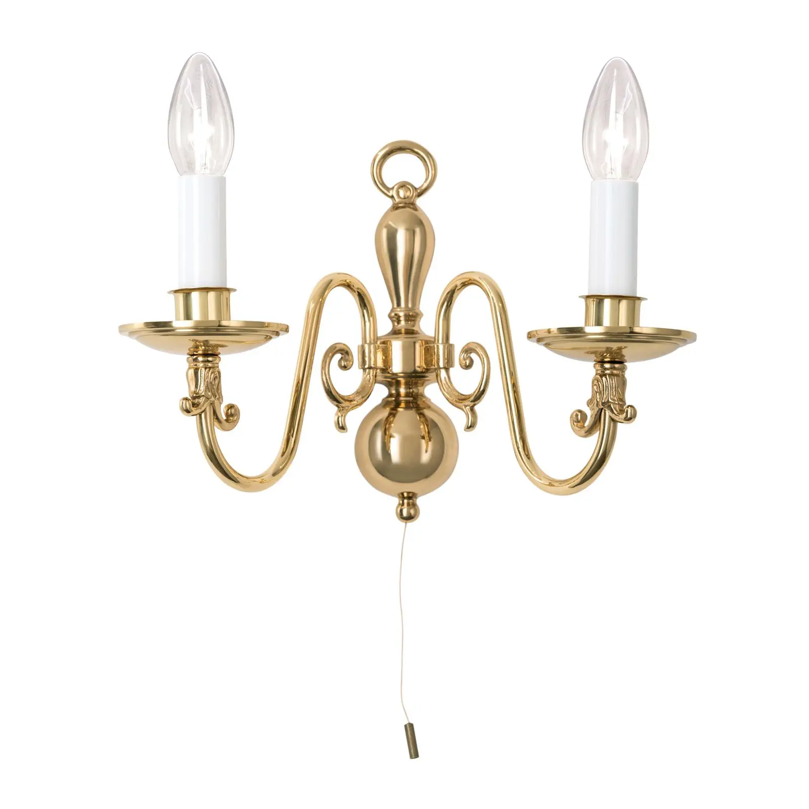 Zidna lampa FLÄMISCH, sa dva izvora svetla, sjajni mesing - 4