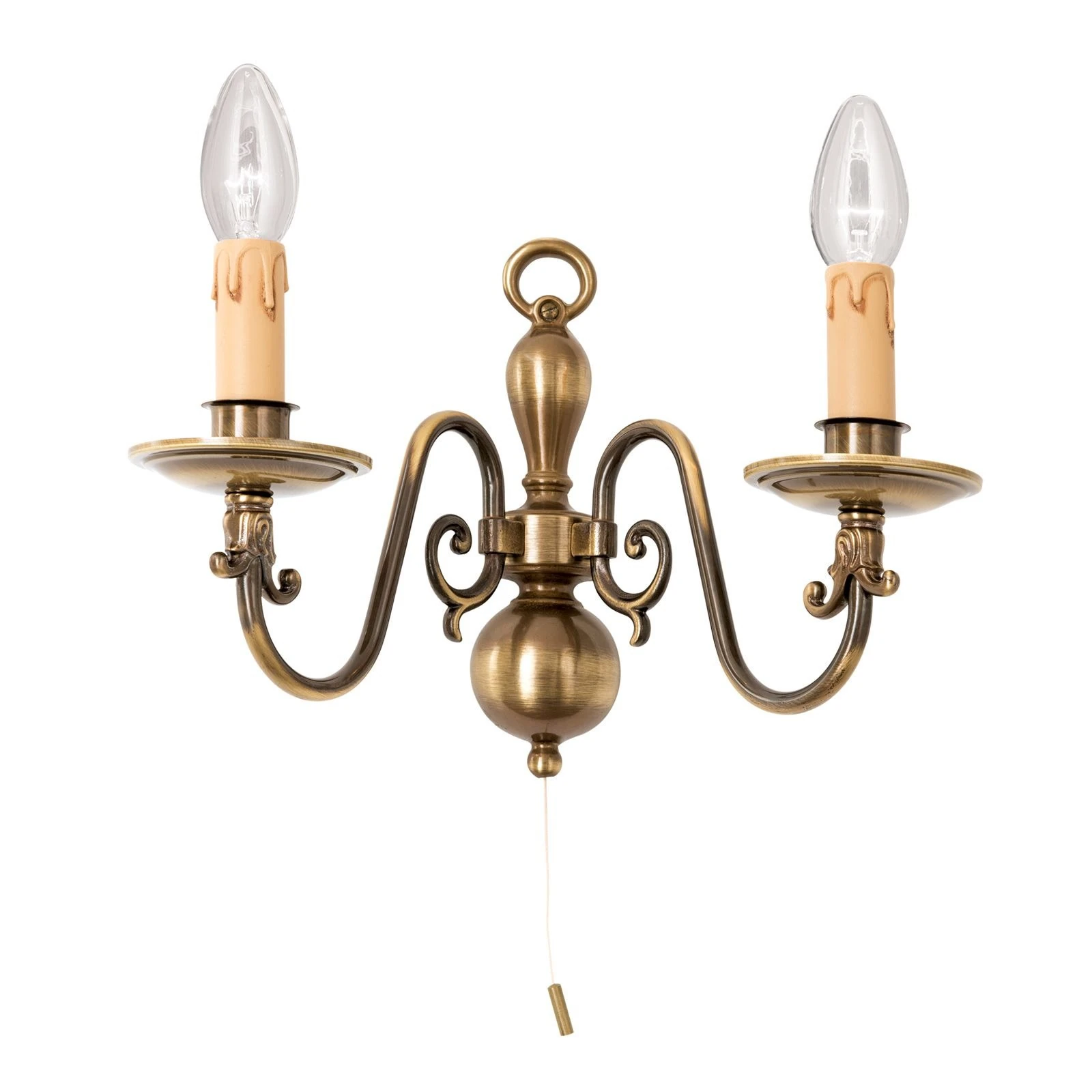 Zidna lampa FLÄMISCH, 2 izvora svetla, antik mesing - 4