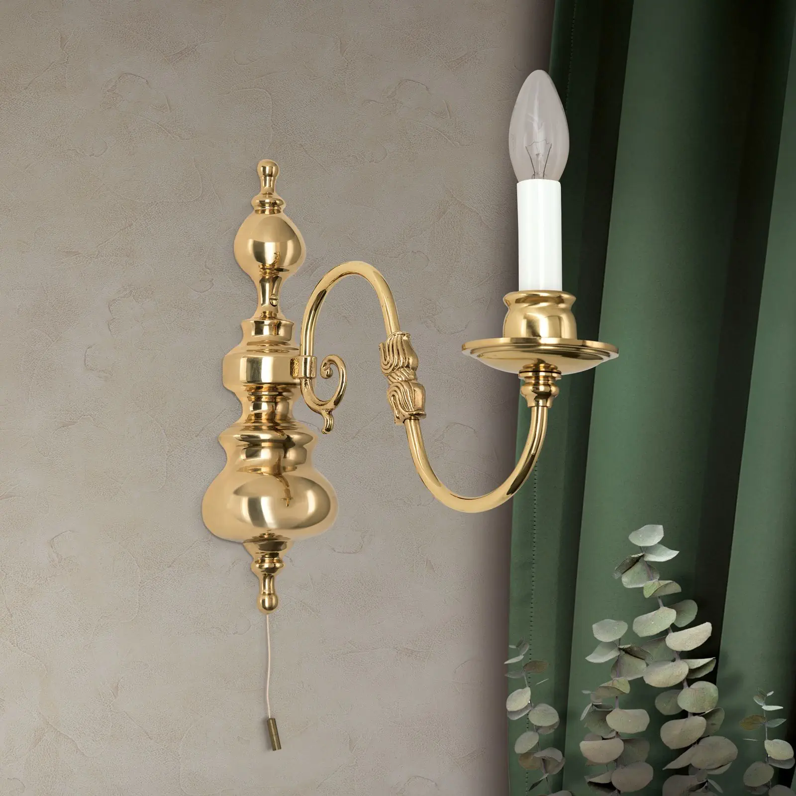 Zidna lampa sa krakom FLÄMISCH, sa jednim izvorom svetla, sjajni mesing - 2