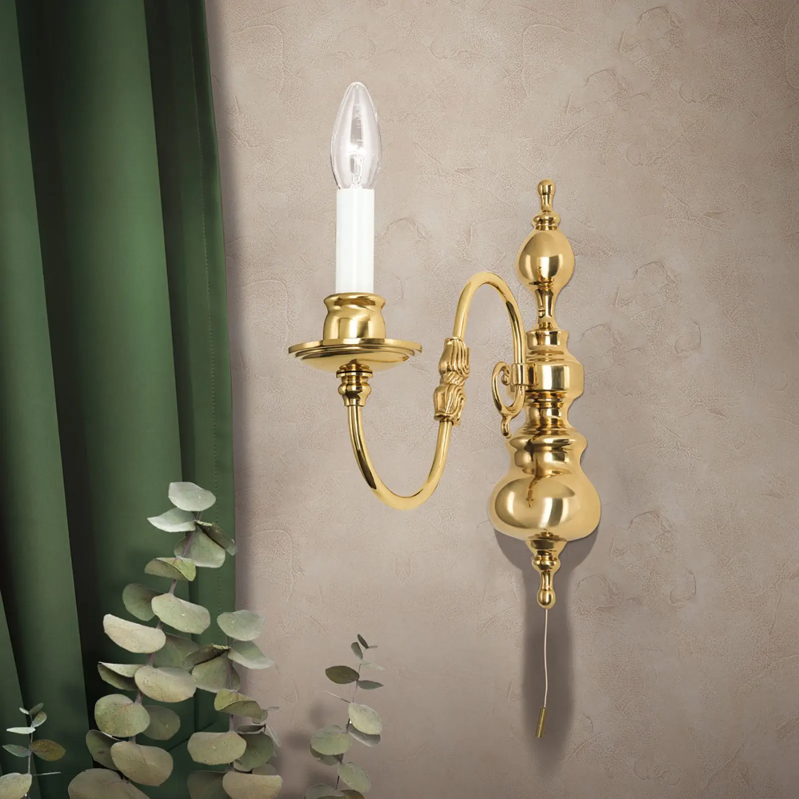 Zidna lampa sa krakom FLÄMISCH, sa jednim izvorom svetla, sjajni mesing - 3