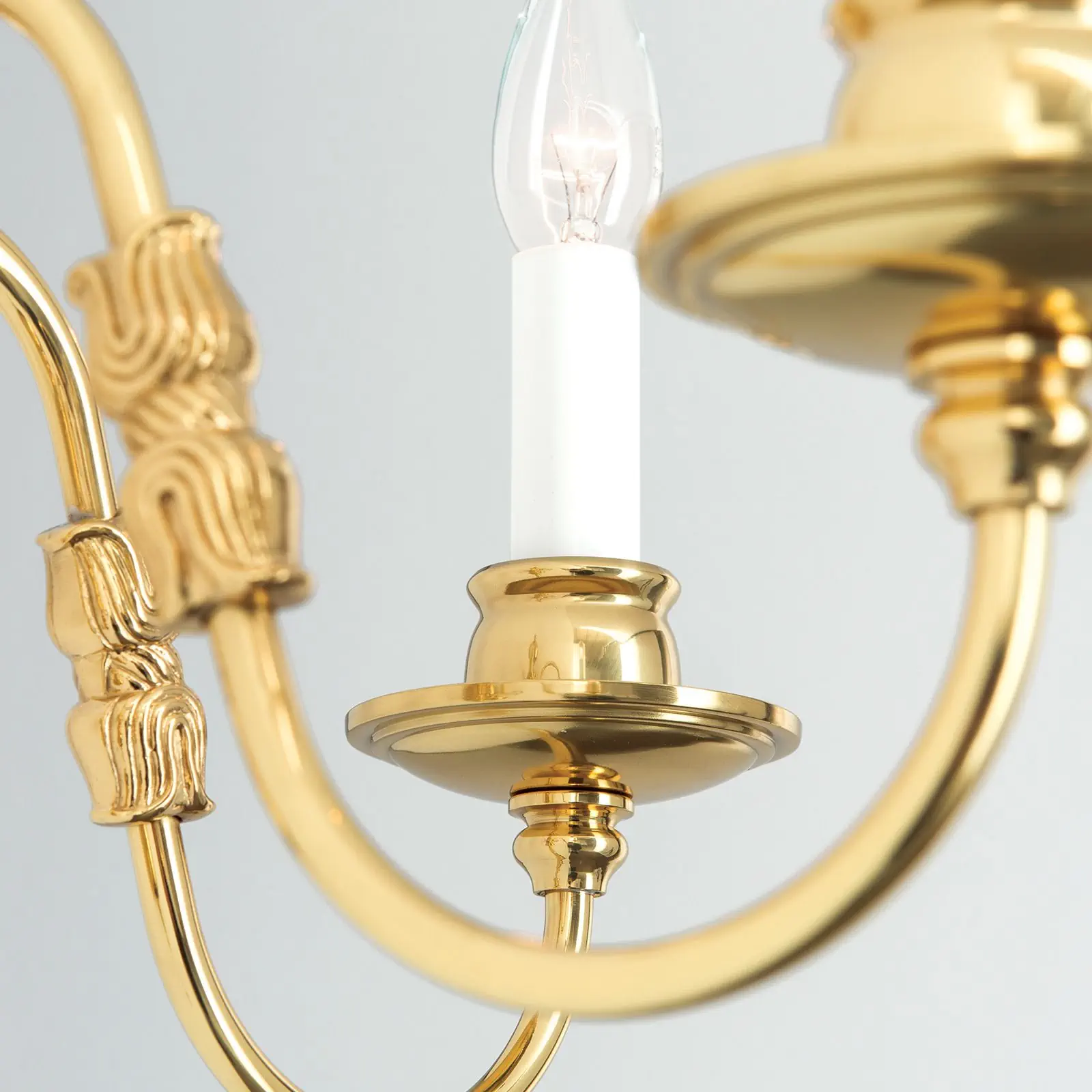 Zidna lampa sa krakom FLÄMISCH, sa dva izvora svetla, sjajni mesing - 5