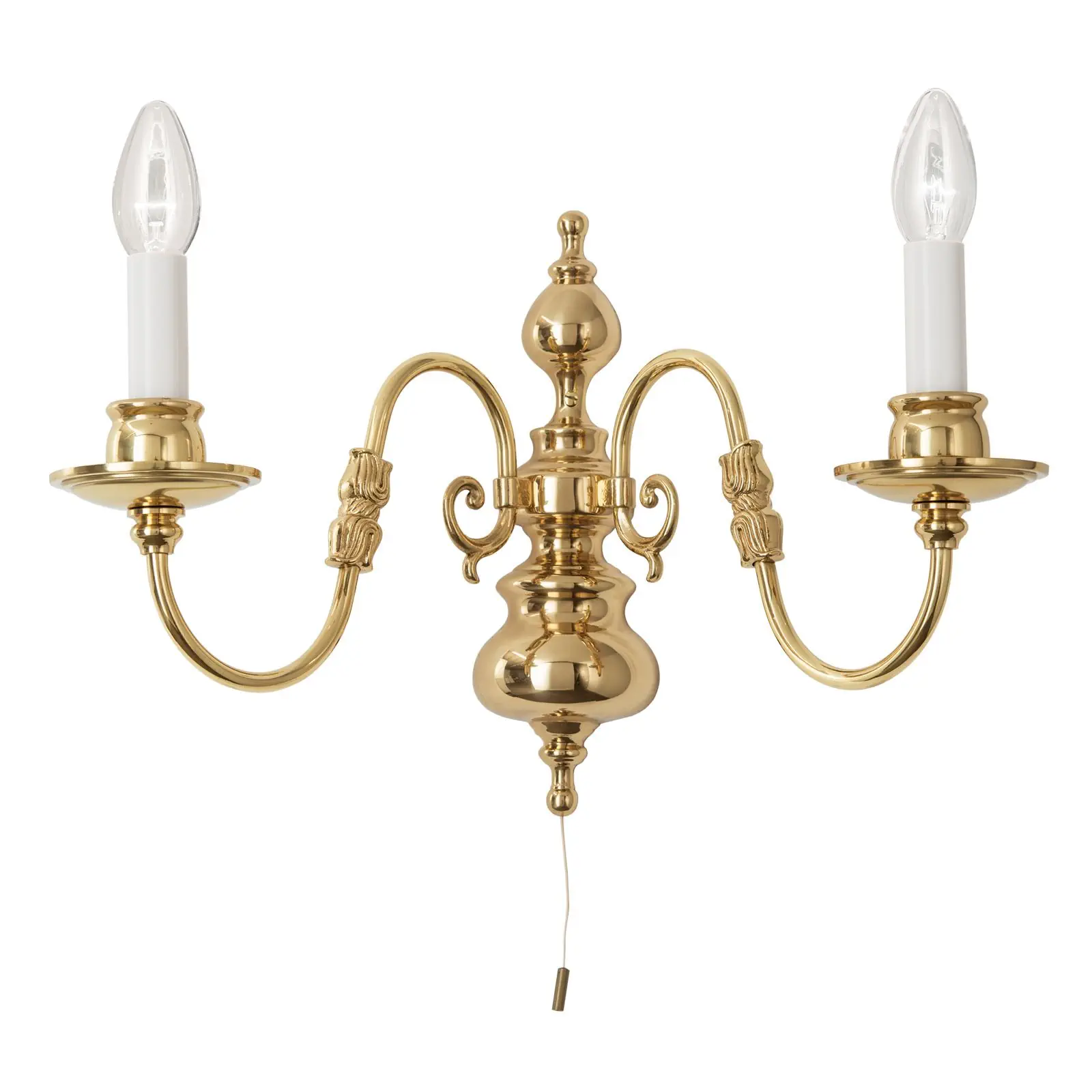 Zidna lampa sa krakom FLÄMISCH, sa dva izvora svetla, sjajni mesing - 6