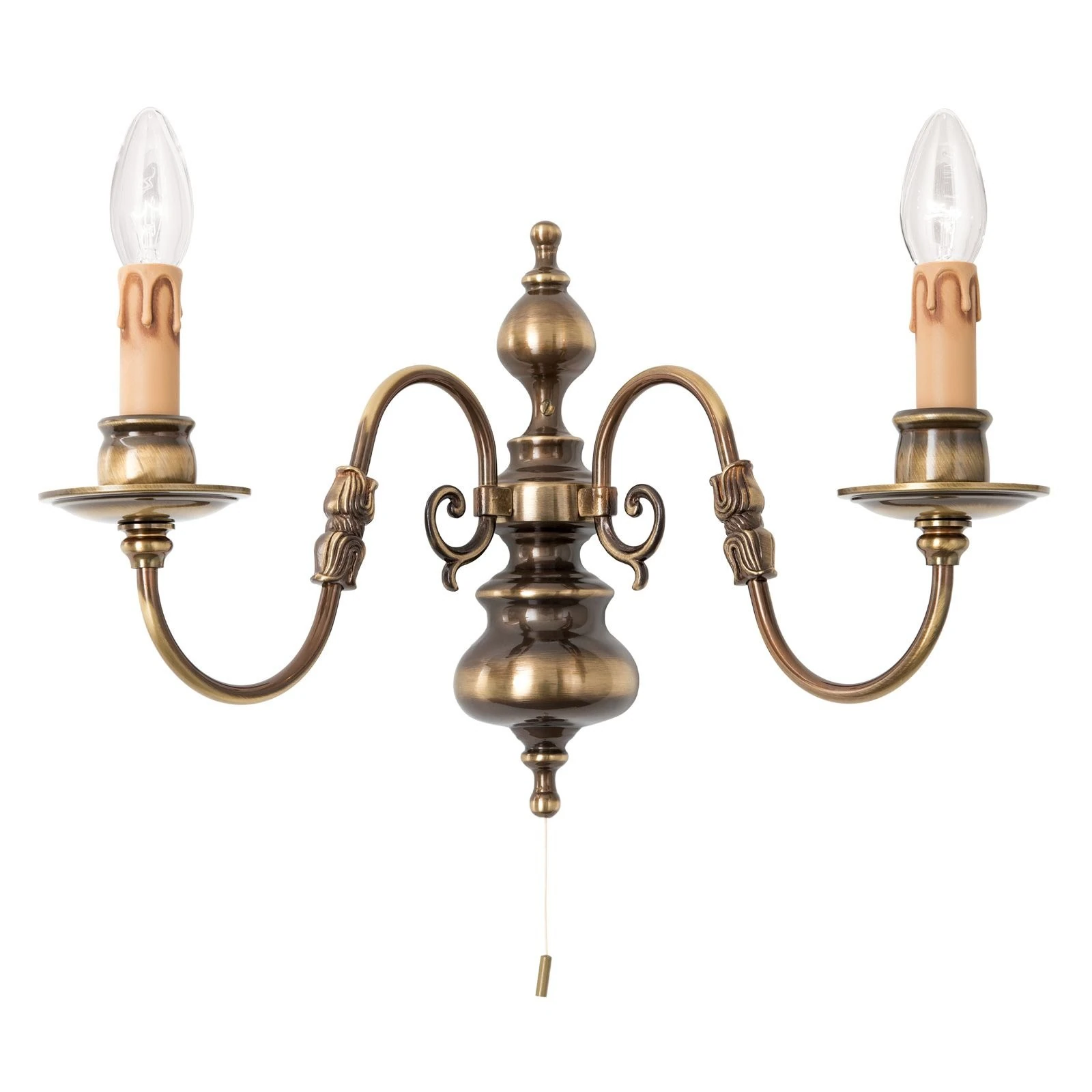 Zidna lampa FLÄMISCH, 2 izvora svetla, antik mesing - 6