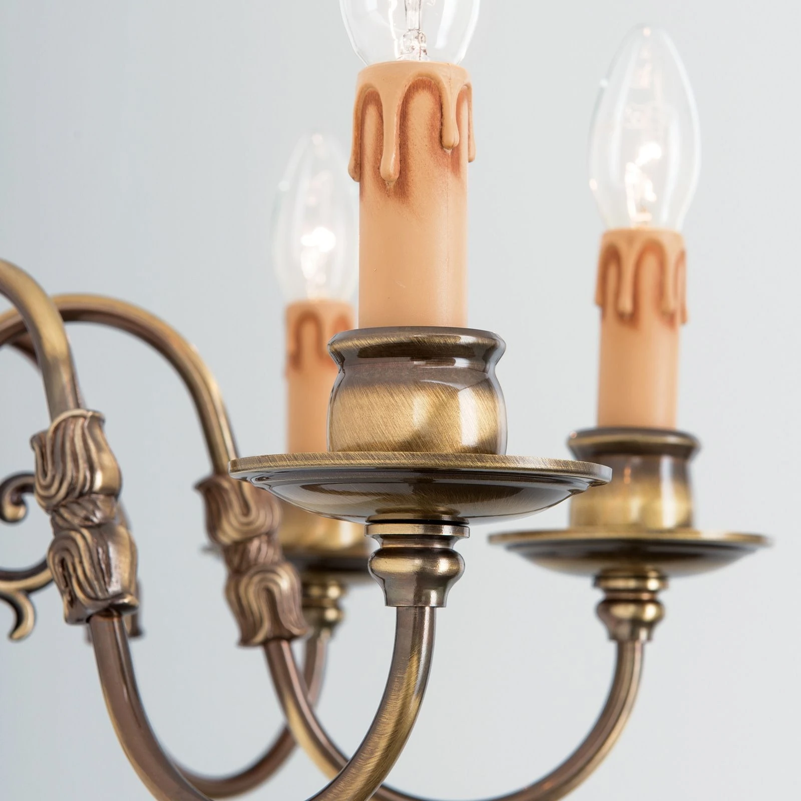 Zidna lampa FLÄMISCH, 3 izvora svetla, antik mesing - 5