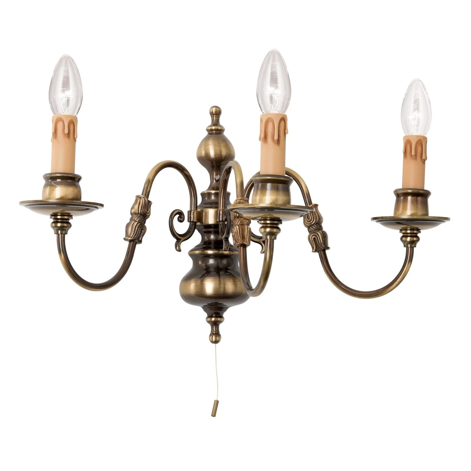 Zidna lampa FLÄMISCH, 3 izvora svetla, antik mesing - 6