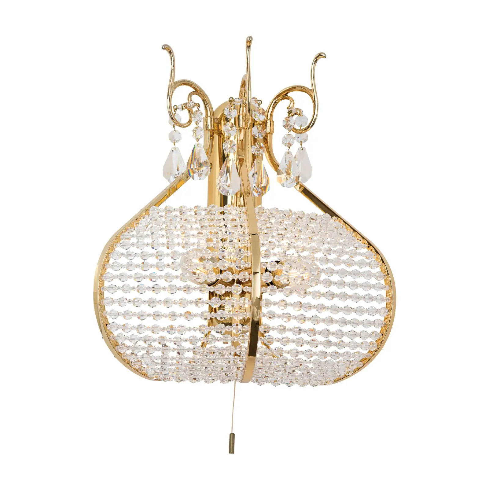 Kristalna zidna lampa ORIENTAL, 2 izvora svetla, zlato, sa teleskopskim prekidačem za lampu - 4