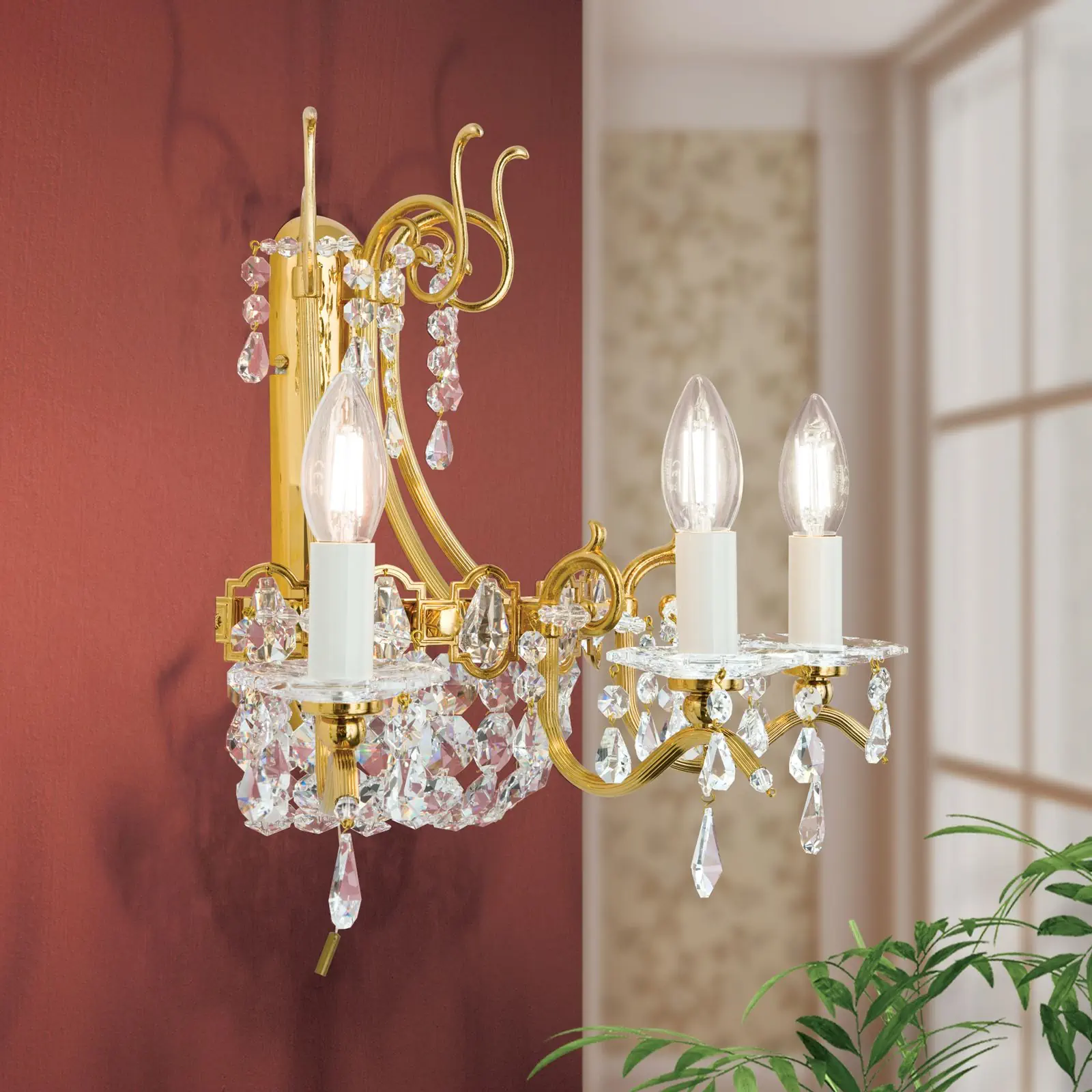 Zidna lampa NAGOYA, sa tri izvora svetla, pozlaćena - 2