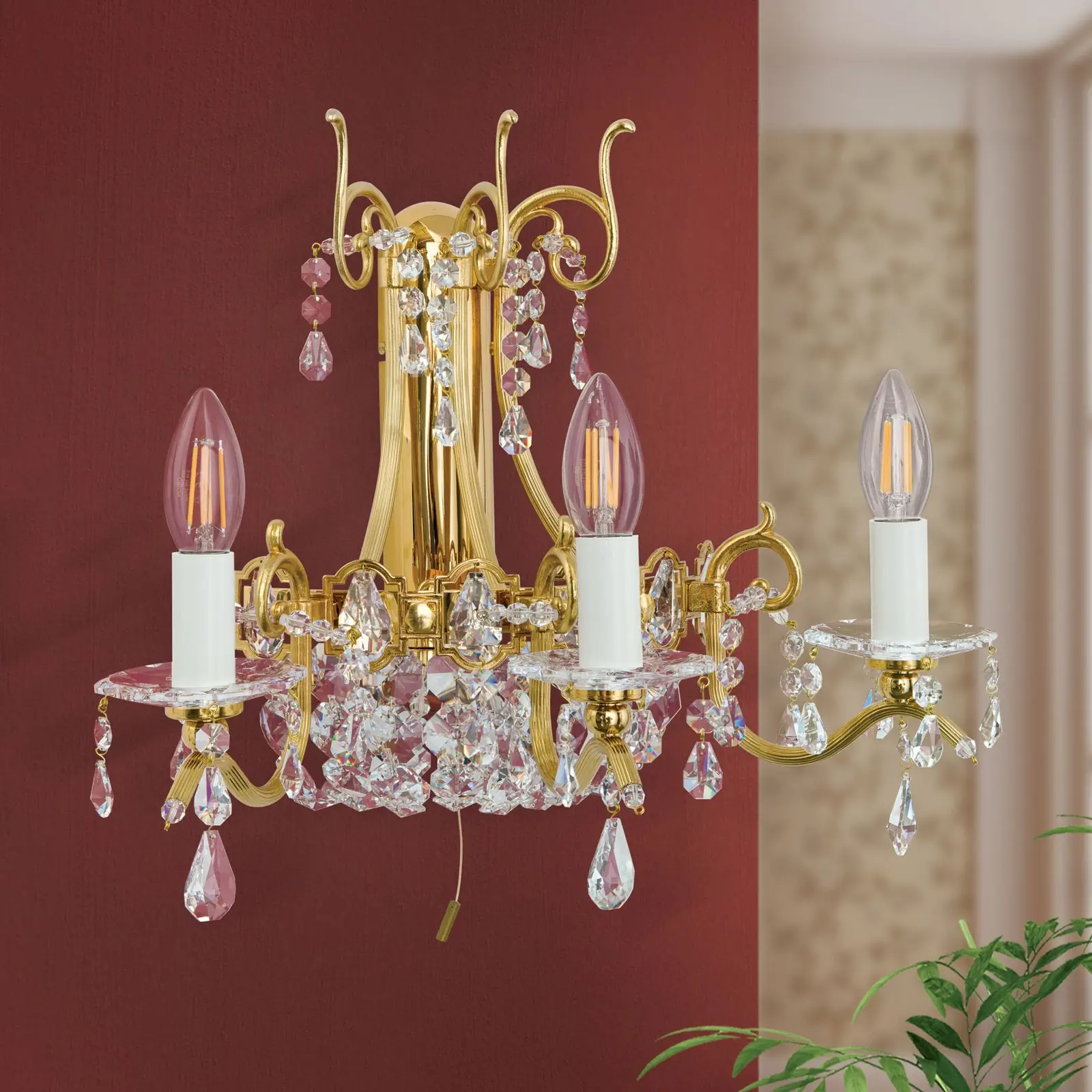 Zidna lampa NAGOYA, sa tri izvora svetla, pozlaćena - 3