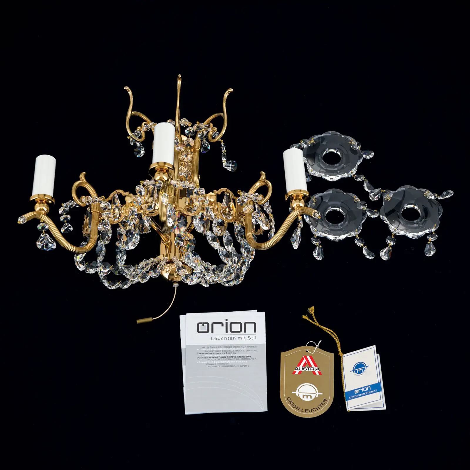 Zidna lampa NAGOYA, sa tri izvora svetla, pozlaćena - 8