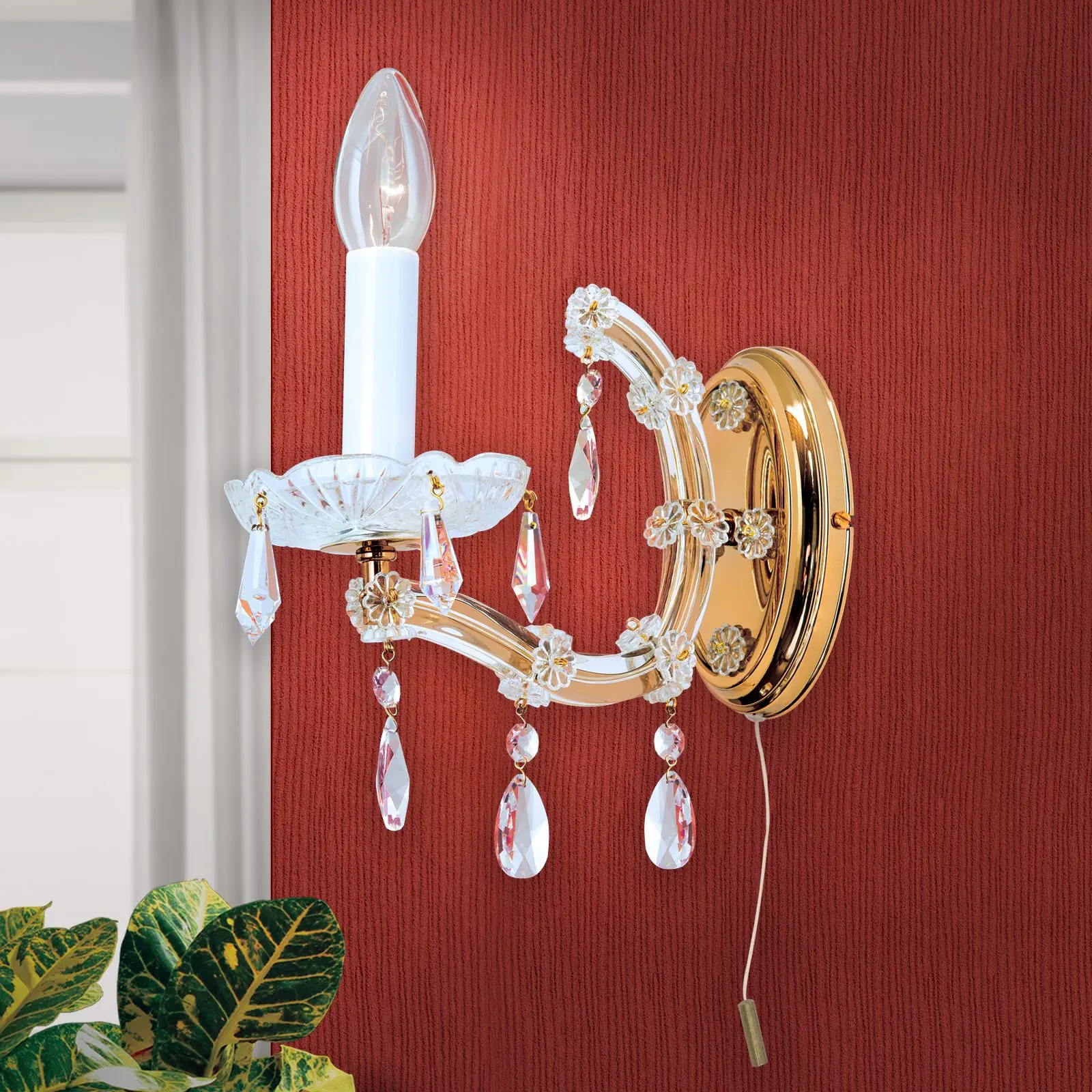 Zidna lampa MARIA THERESIA, sa jednim izvorom svetla, zlatna - 1