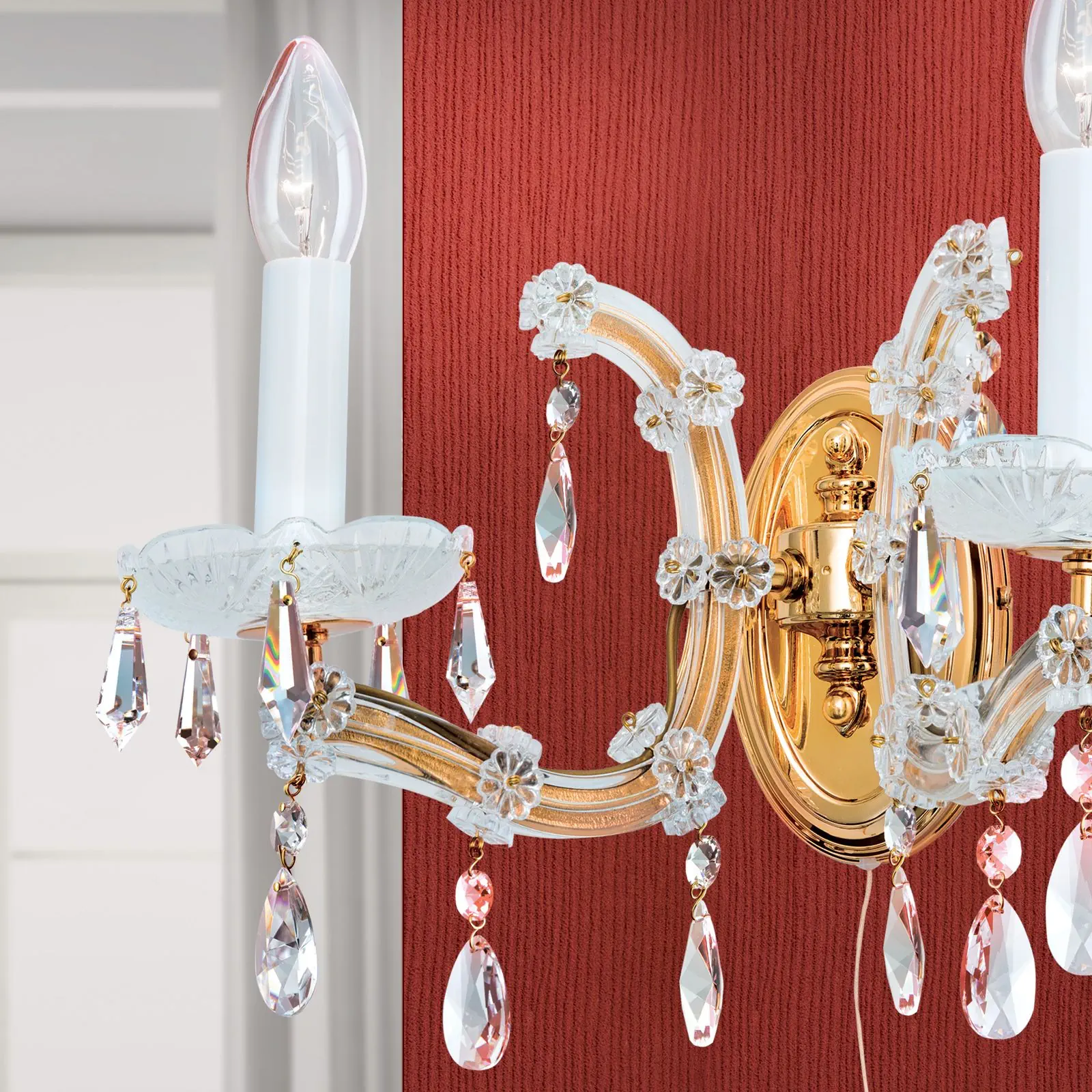 Zidna lampa MARIA THERESIA, sa dva izvora svetla, zlatna - 2