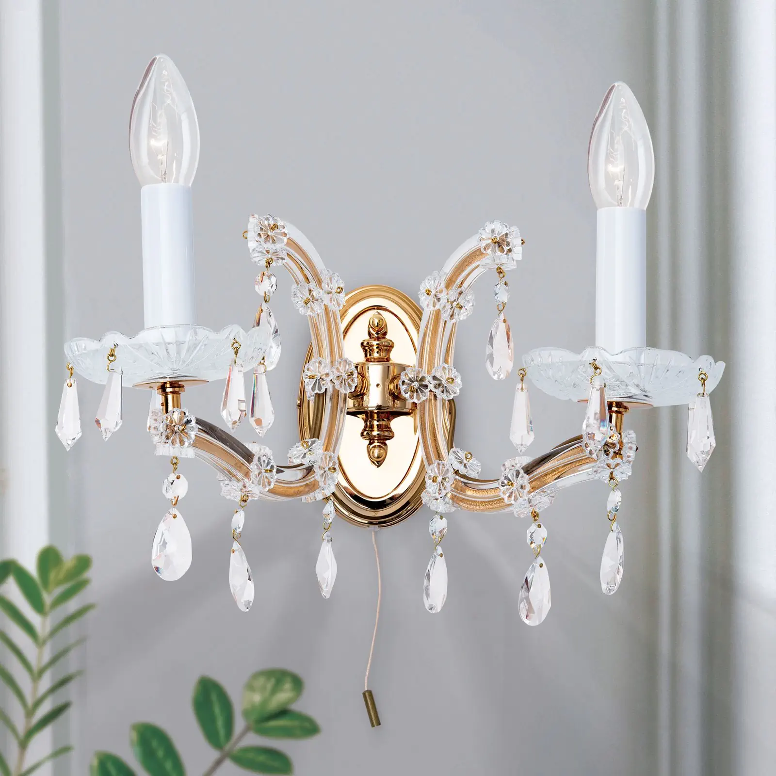 Zidna lampa MARIA THERESIA, sa dva izvora svetla, zlatna - 8