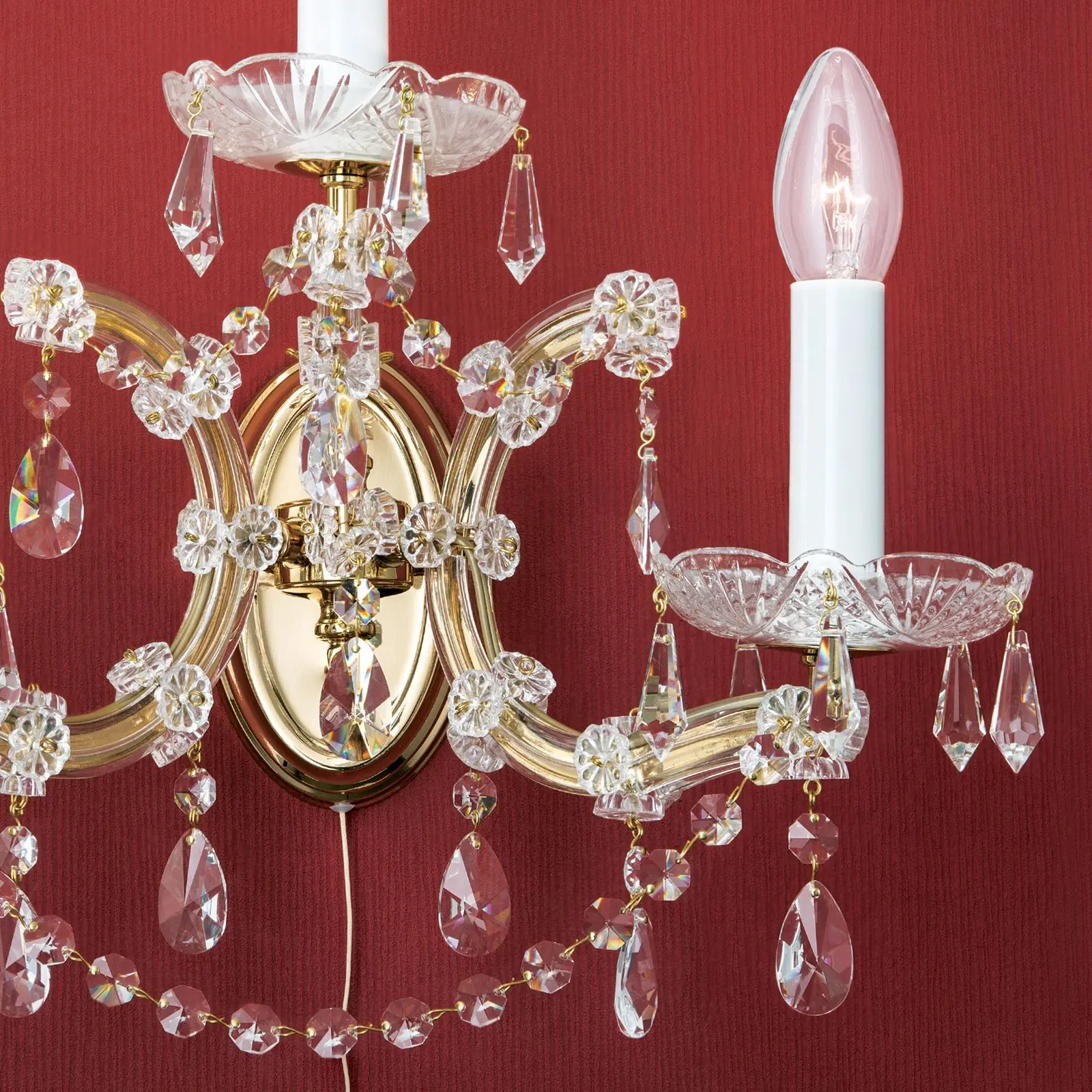 Zidna lampa MARIA THERESIA, sa tri izvora svetla, pozlaćena - 2