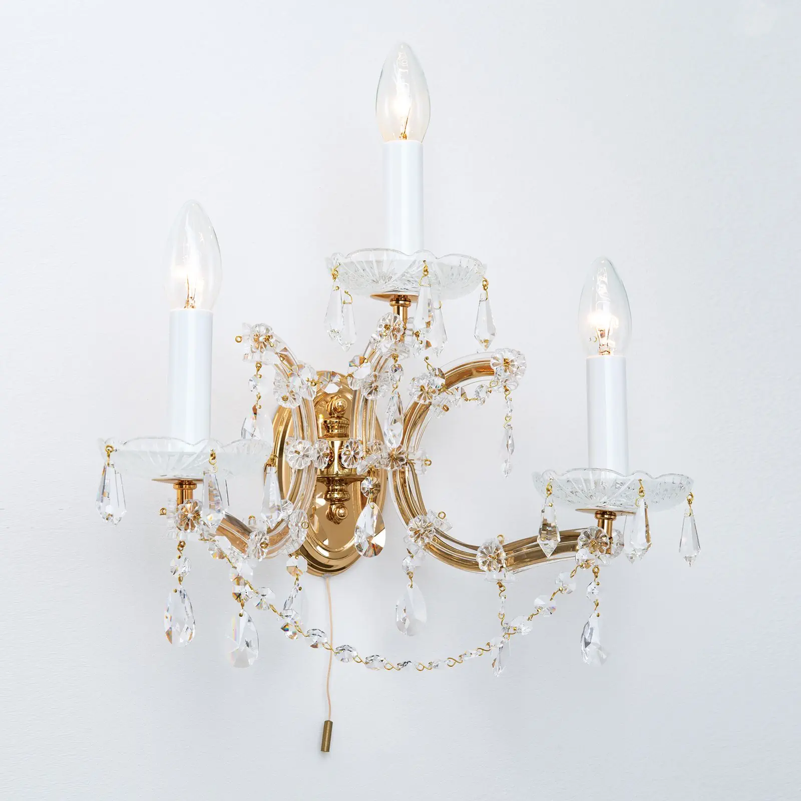 Zidna lampa MARIA THERESIA, sa tri izvora svetla, pozlaćena - 4