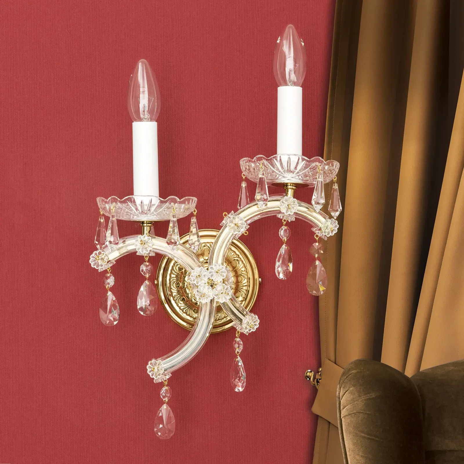 Zidna lampa MARIA THERESIA, sa dva izvora svetla, pozlaćena, leva - 3