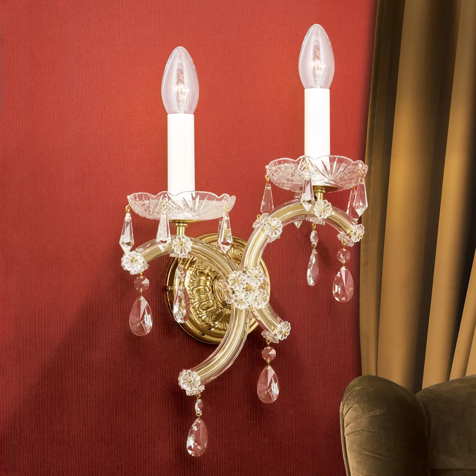 Zidna lampa MARIA THERESIA, sa dva izvora svetla, pozlaćena, leva - 7